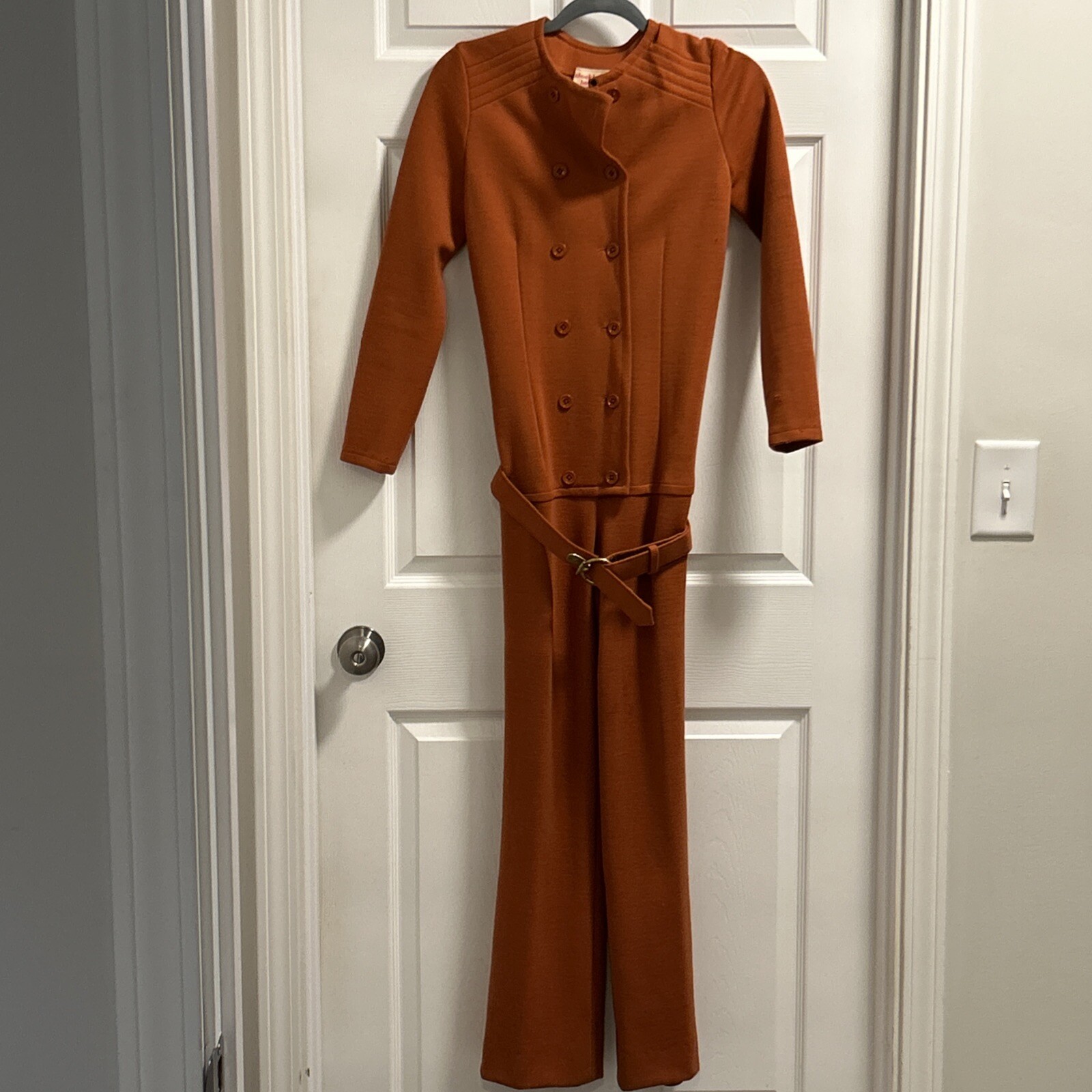 Vintage 70s jumper burnt orange color Chuck Howard boutique damage see DAMAGE