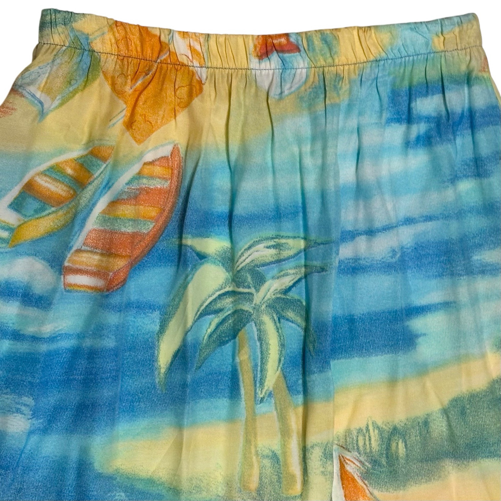 Vintage 90s Aloha Rayon Skirt Set Beach Scenic Print Outfit Cruise USA Size L