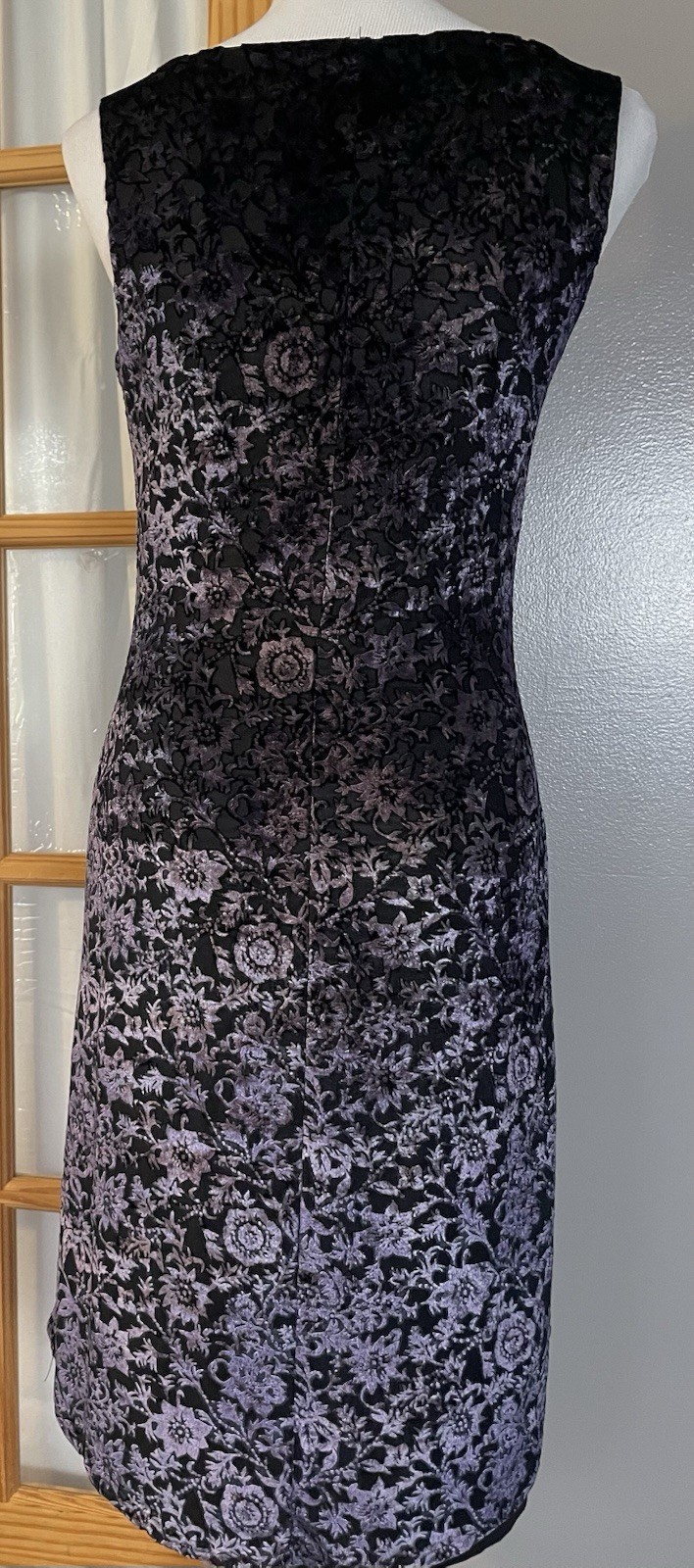 Vtg 70s Alyn Paige Floral Velvet Dress 9/10 Purple Black USA Made Classic READ