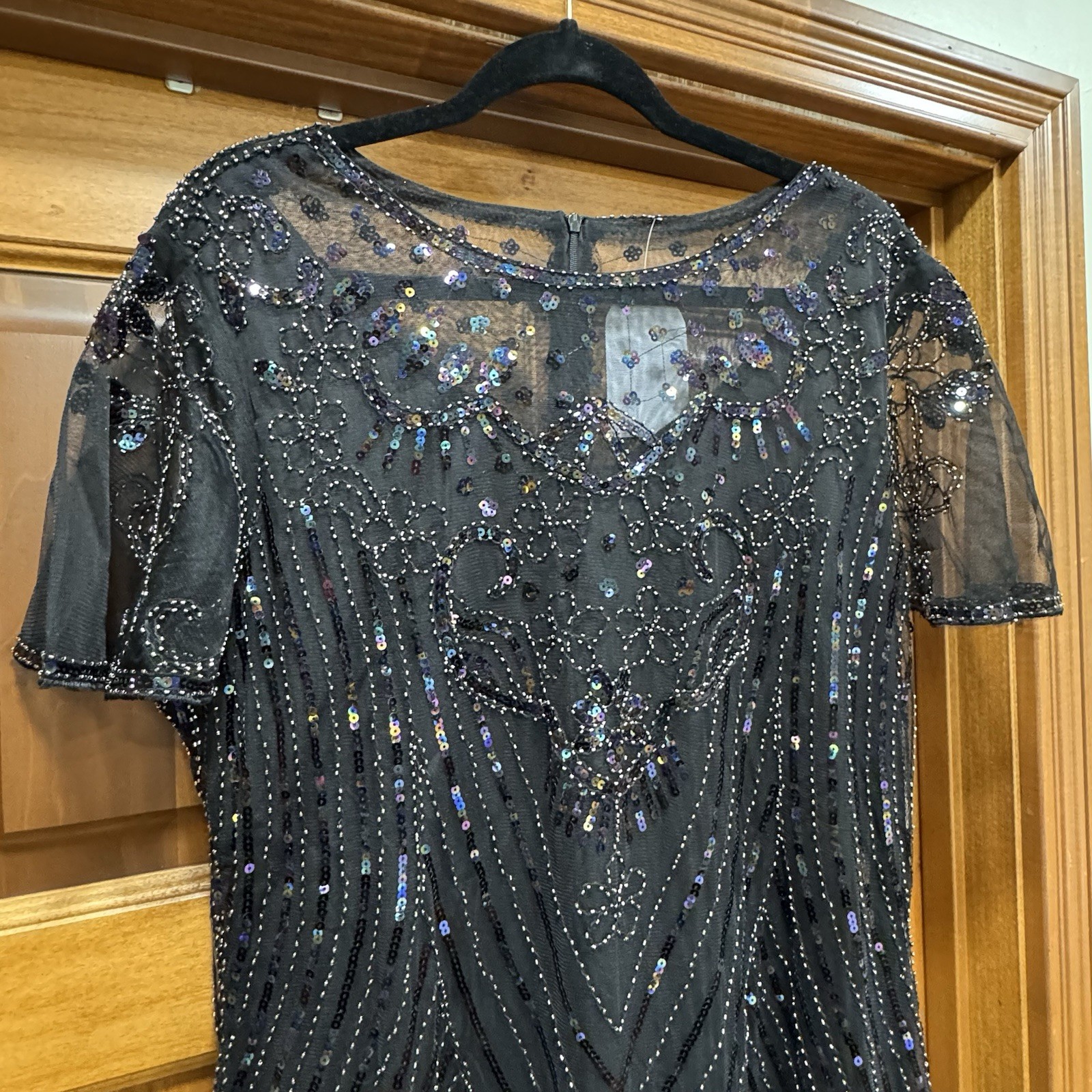 Flapper Dress 1920s Style Sequin Beaded Great Gatsby Party XXXL Black