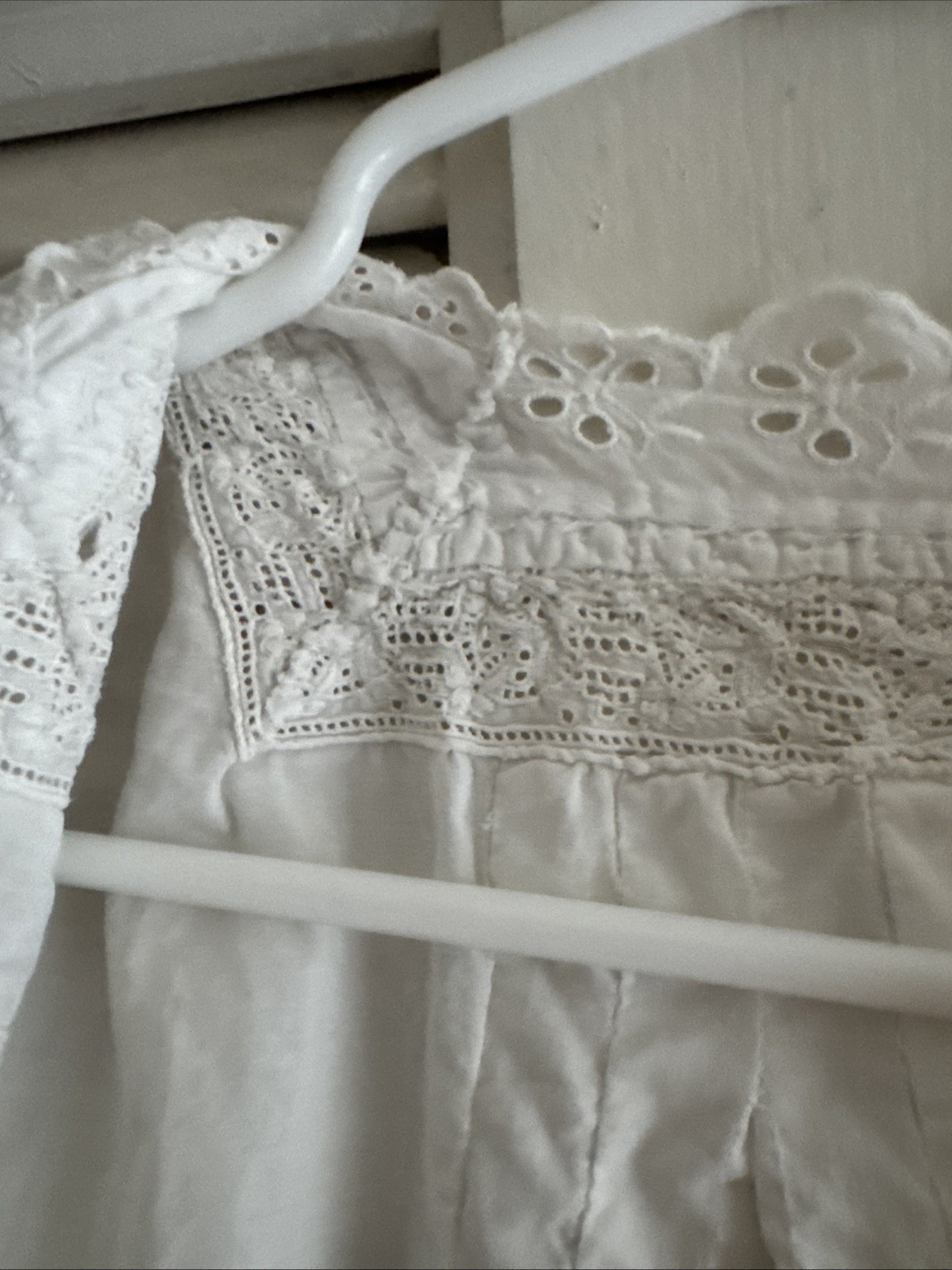Antique French Edwardian Cotton And Eyelet Lace Sleeping Gown xs/s coquette girl