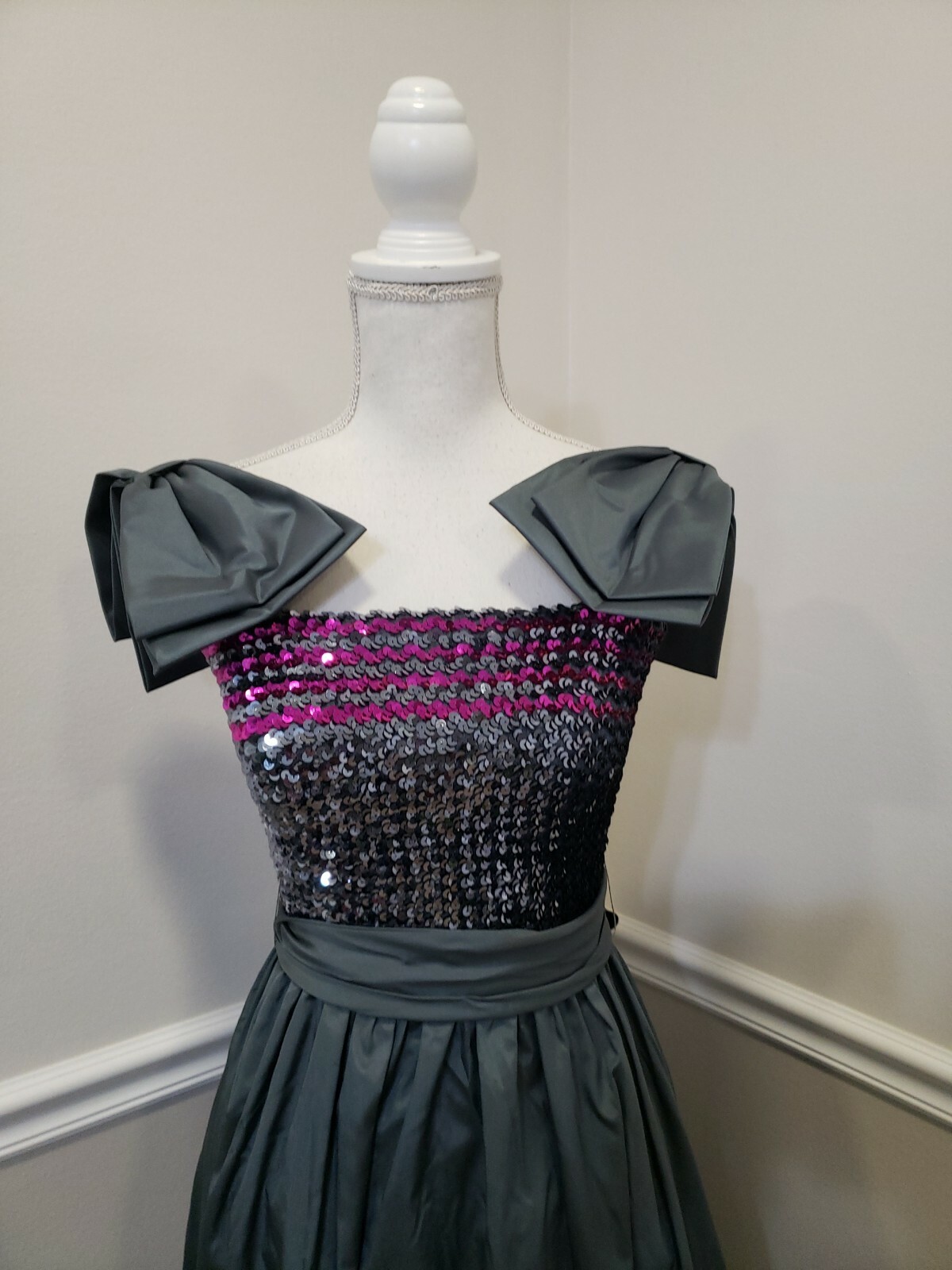 Vintage’80 Sequins Corset /Taffeta Prom Formal Dress S