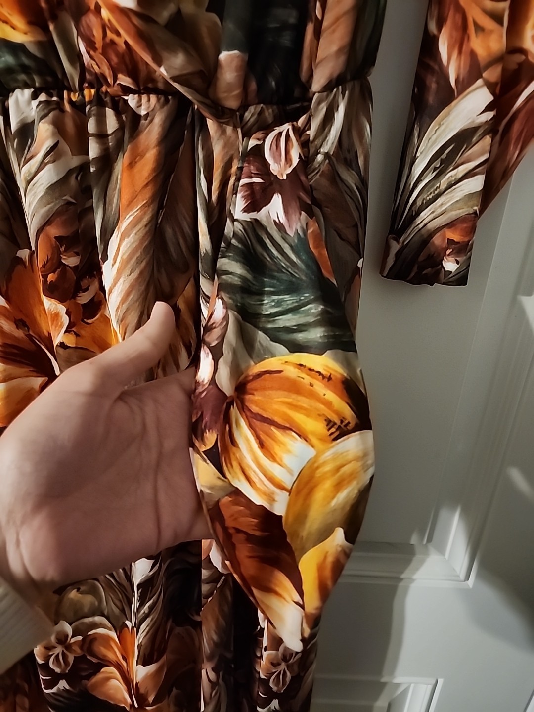 Vintage 1980s Dress Roamans Floral Tropical Wrap Beach Stretch Boho L XL 2x ?