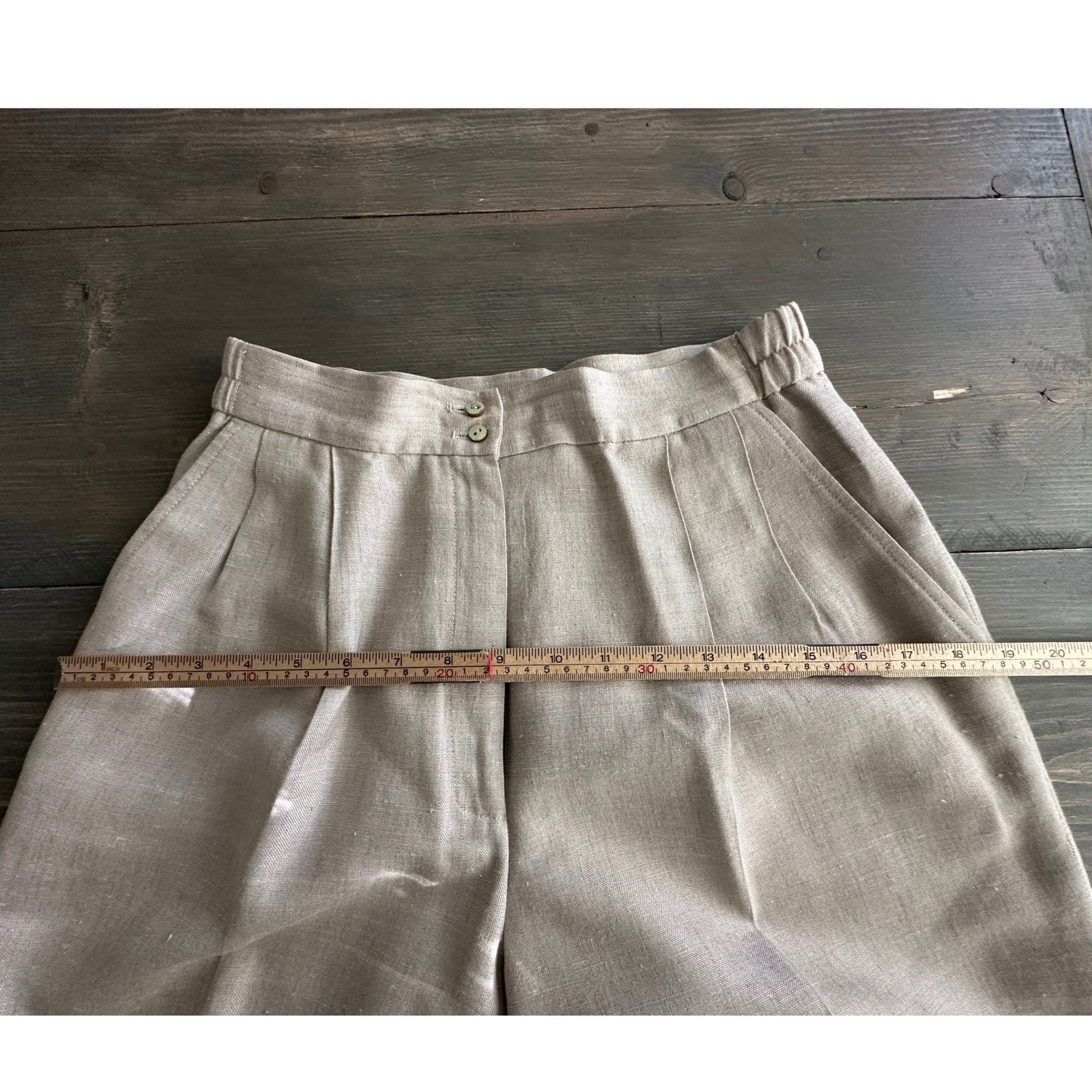 Vintage David Brooks Beige Linen High Waisted Pleated Pants USA Women’s Size 10