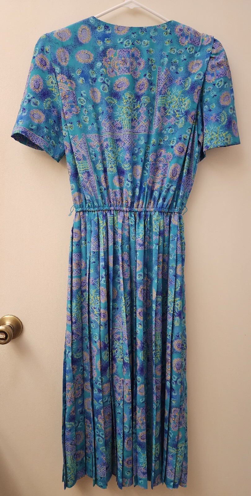 VTG Lady Carol Petites Of New York Pleated Floral Office Dress With Belt Size 8