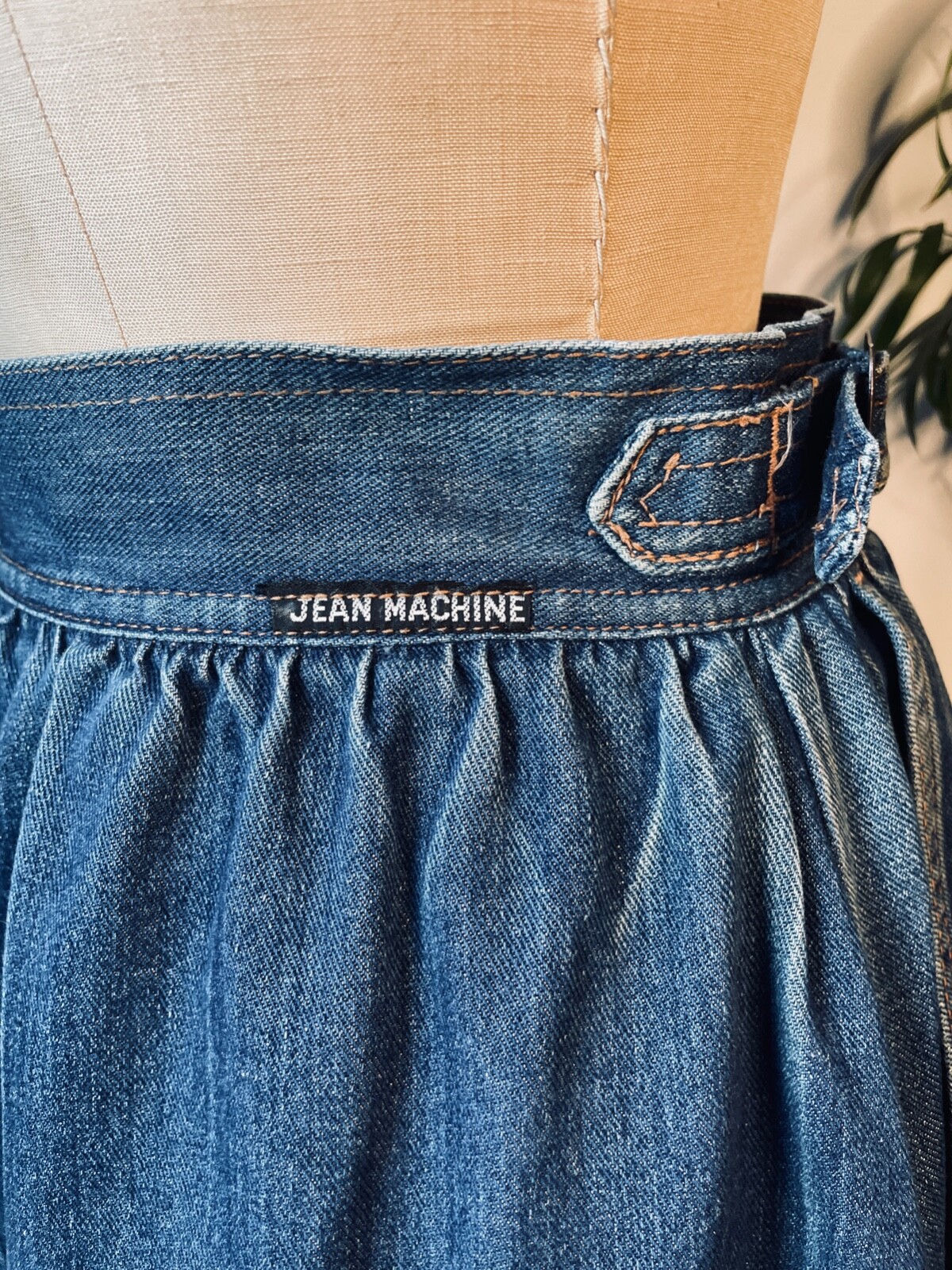 VTG JEAN MACHINE 70’S-80’S BOHO PRAIRIE BLUE DENIM PLEATED SKIRT HIGH WAIST*XS/S