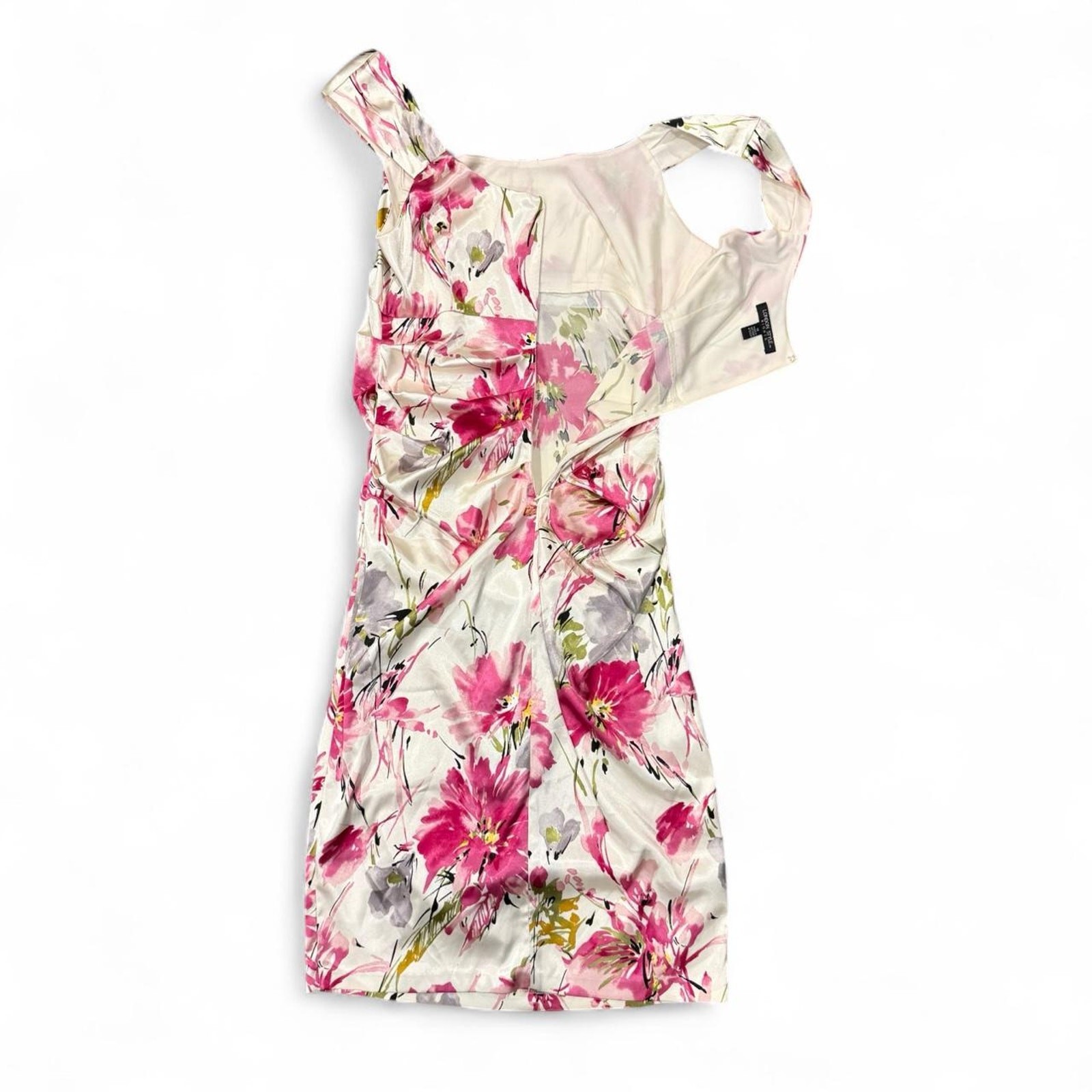 Y2k whimsical fairy elegant pink & white floral cocktail dress womens sz 14