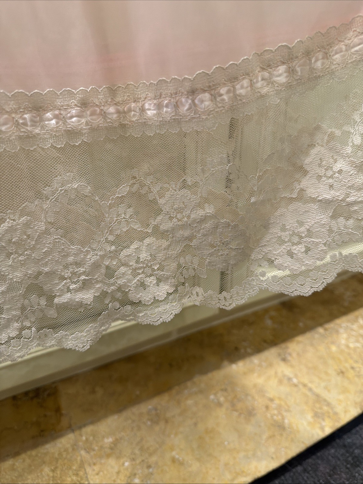 Vintage Lingerie Set Pink Lace Satin And Soft Tulle Robe And Sweet Nightie XL