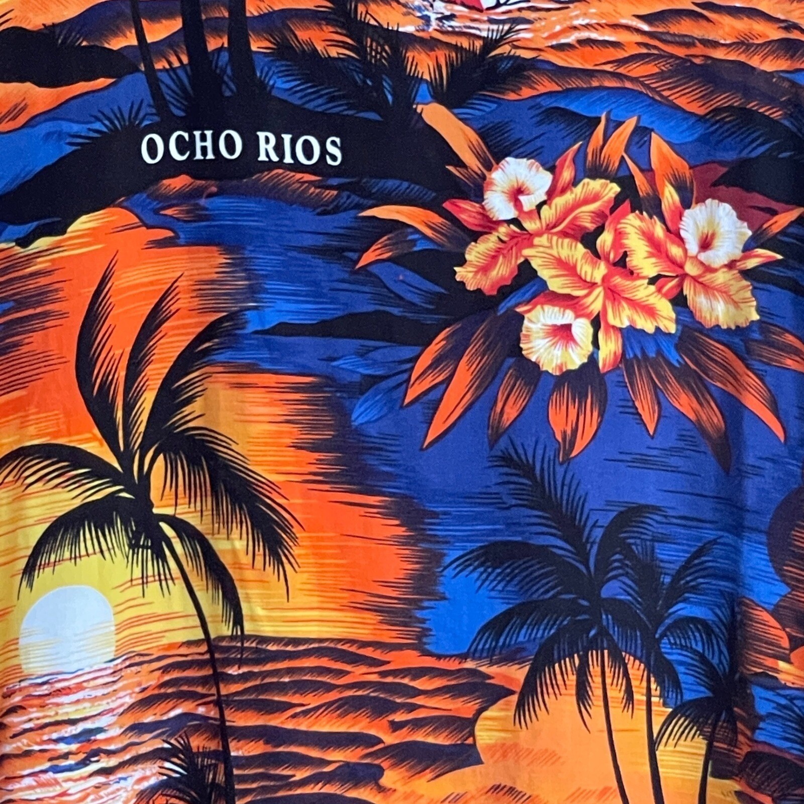 Jamaica Tropical Maxi Dress XL Orange Blue Beach Vacation Boho Casual Cruise