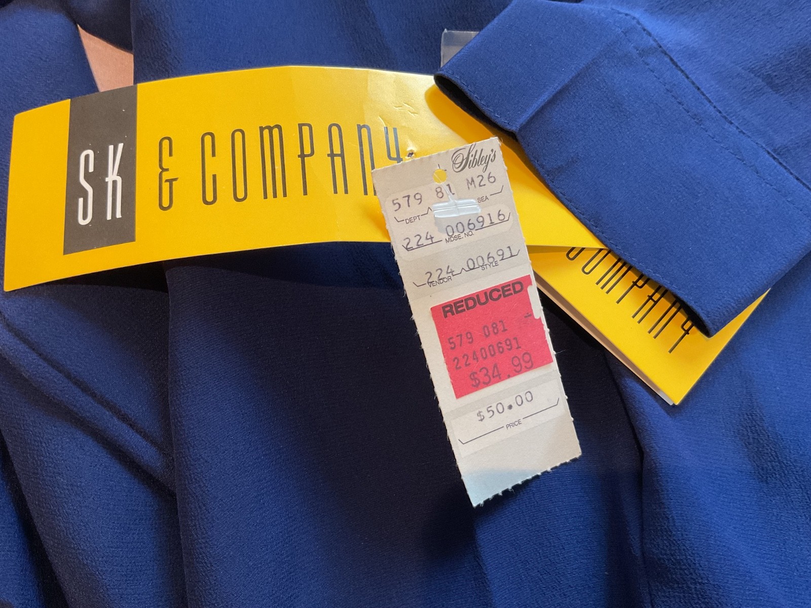 NWT Vtg 1980s SK & Company Midnight Blue 100% Silk Blouse Size 10 Posh!