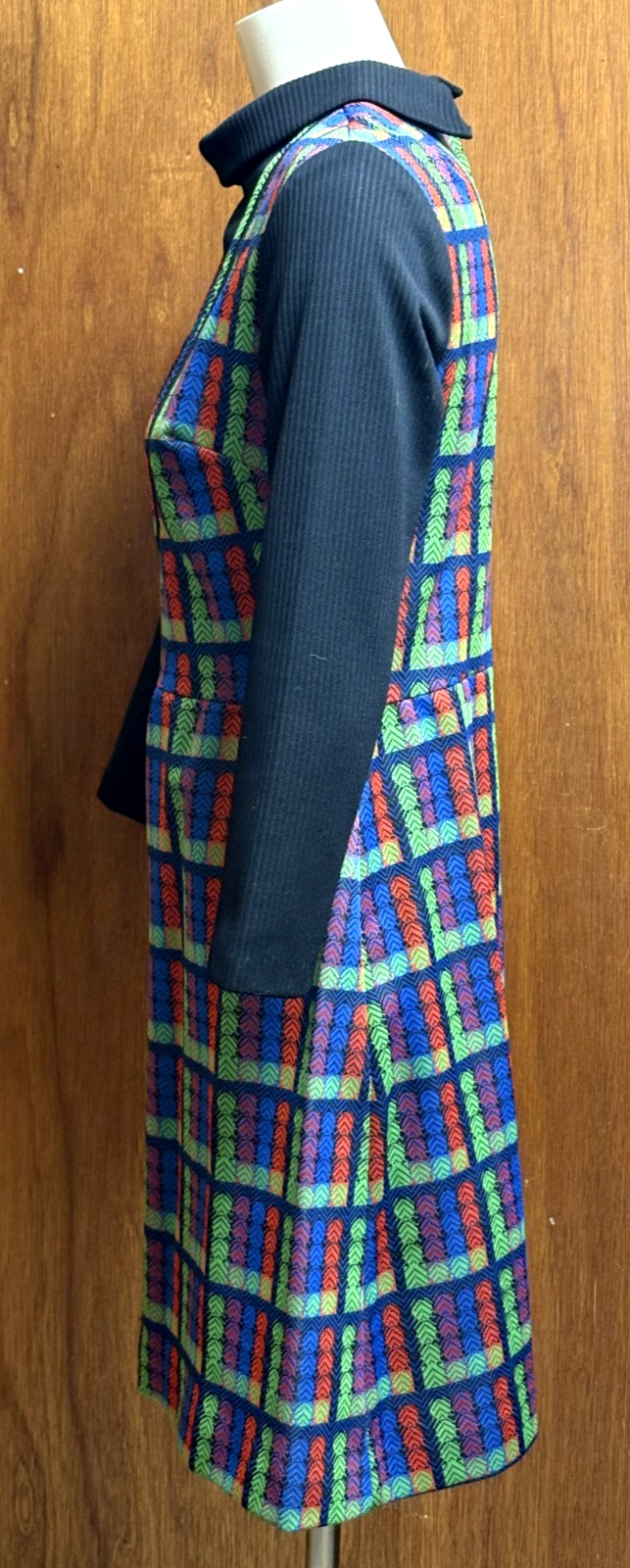 Vintage70s It’s Better Mod Geo Rainbow Print Pinafore Jumper Dress 16