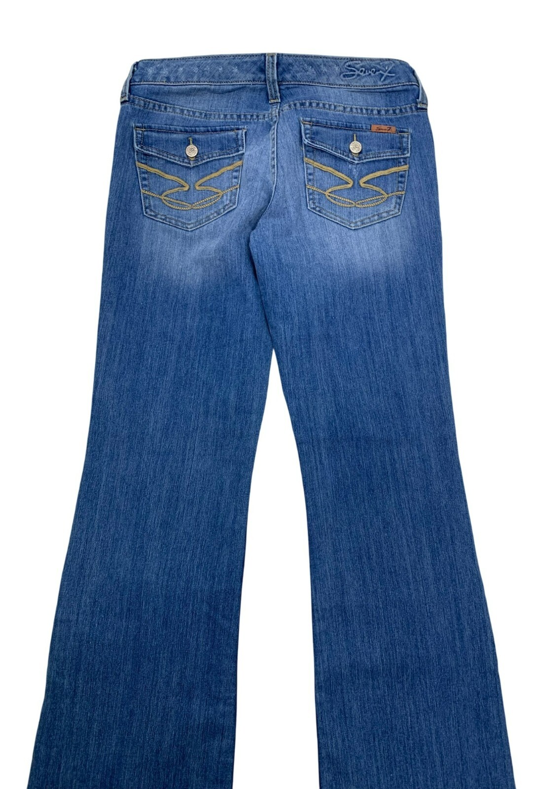 Vtg Lo-Rise Seven7 Bootcut Jeans Size 28 Blue Denim Cotton Blend Y2K 90s Flare