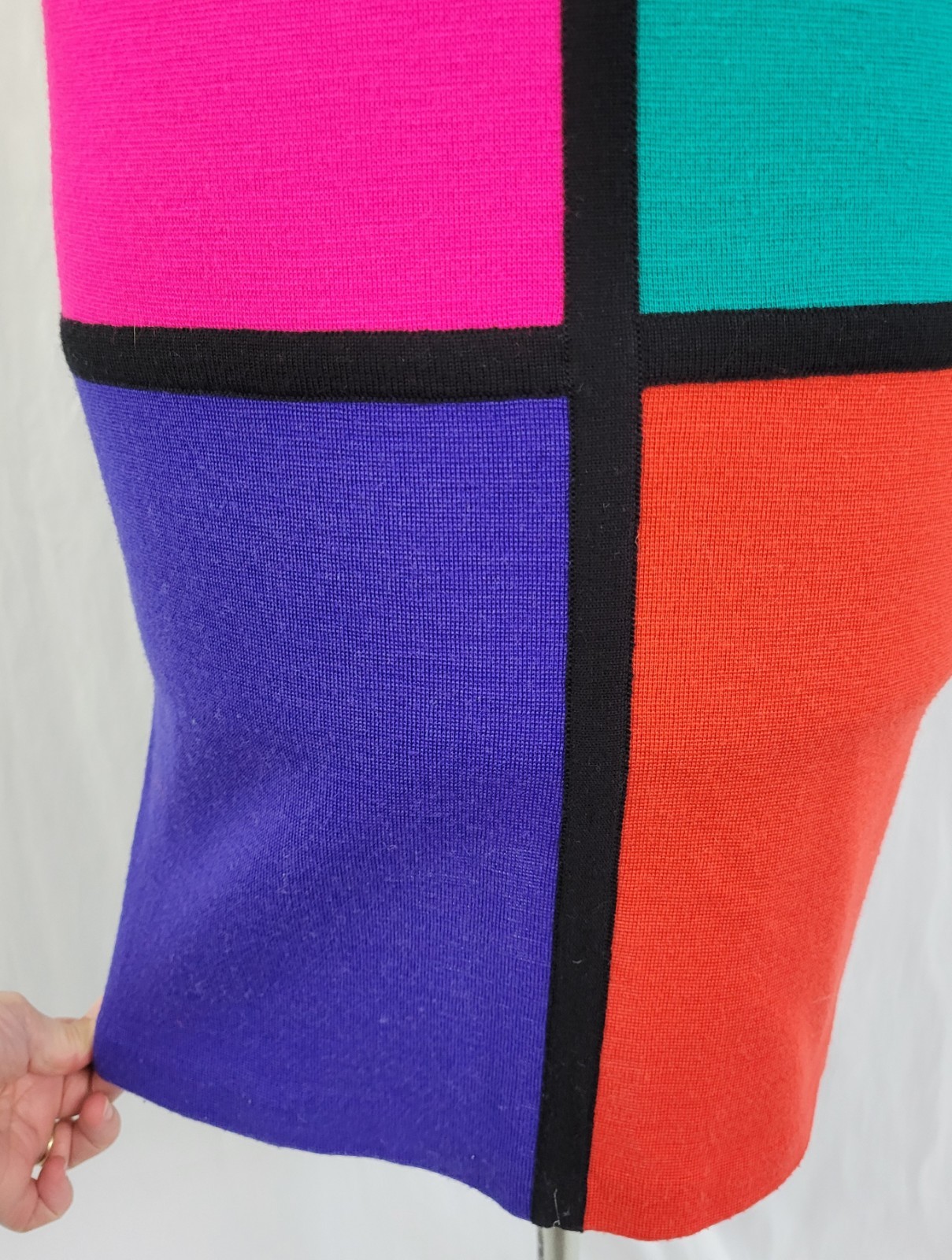 Vinatge Kathryn Conover Wool Blend Color Blocked Sweater Dress Size S