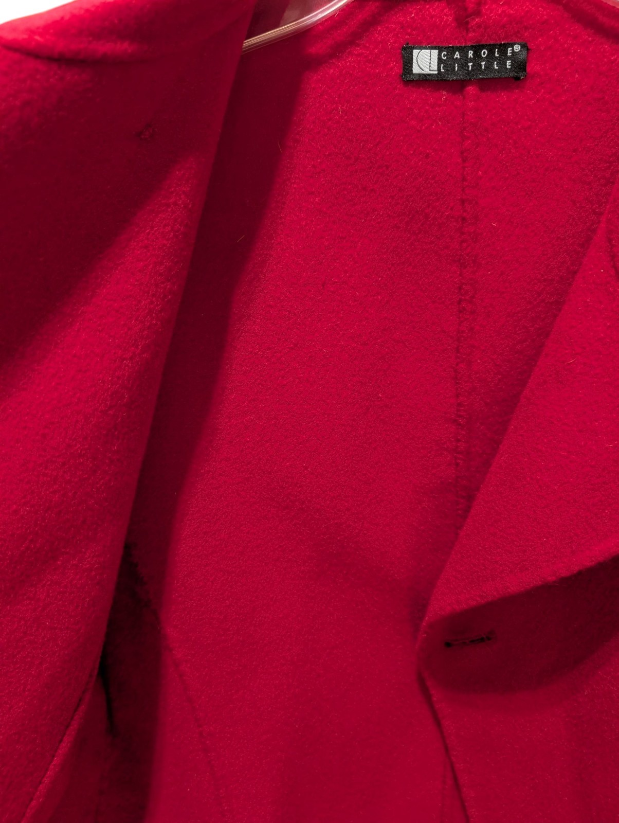 Vintage Red 100% Boiled Wool Coat- Medium, Carole Little, Button Front, Collared