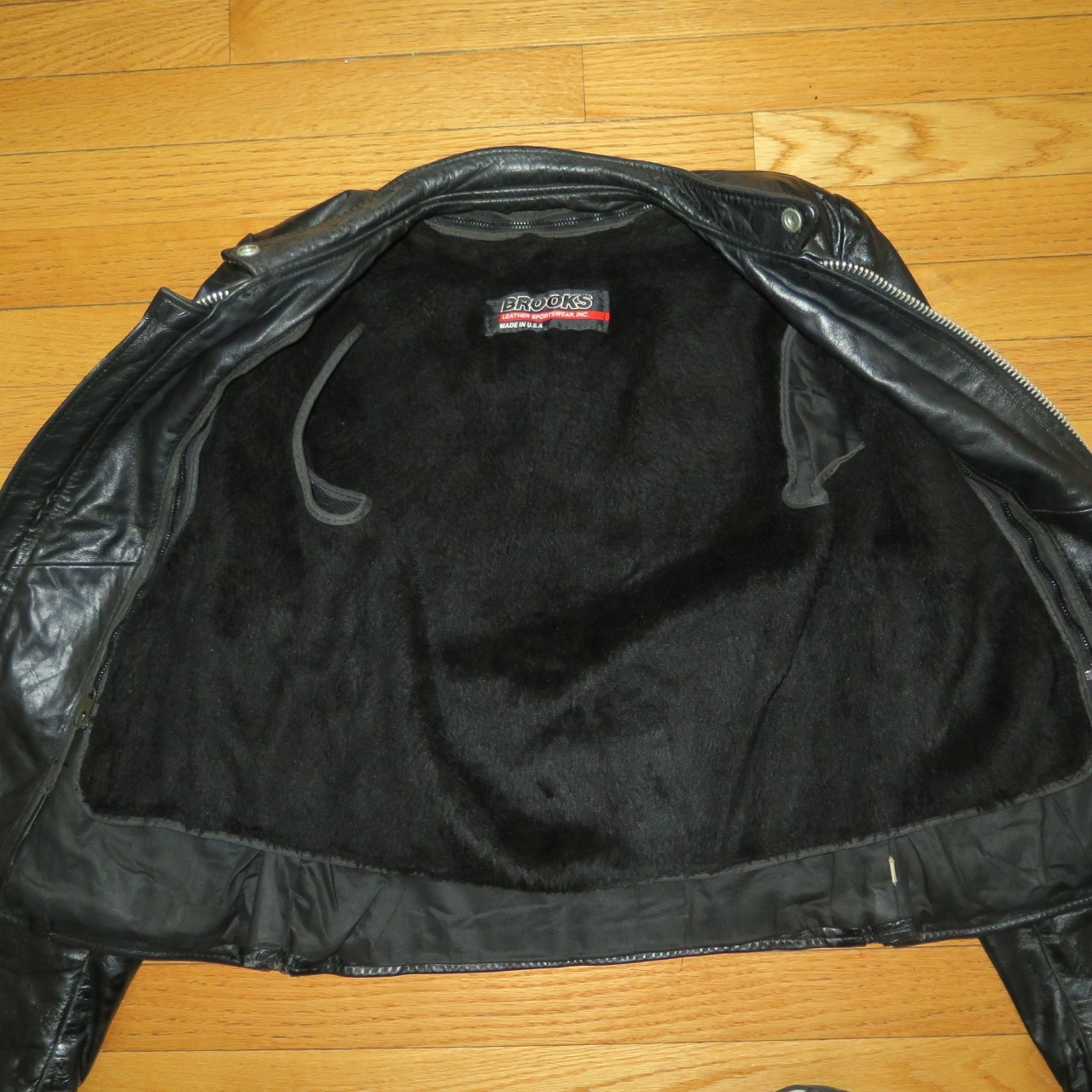 VINTAGE ORIGINAL LEATHER JACKET BROOKS SPORTSWEAR DETROIT 1970’s BLACK SZ 32 XS