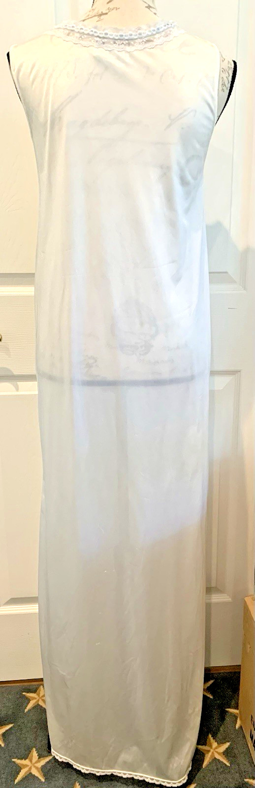 Vintage Night Flowers Nightgown & Robe Long White Nylon Peignoir Set Size Petite