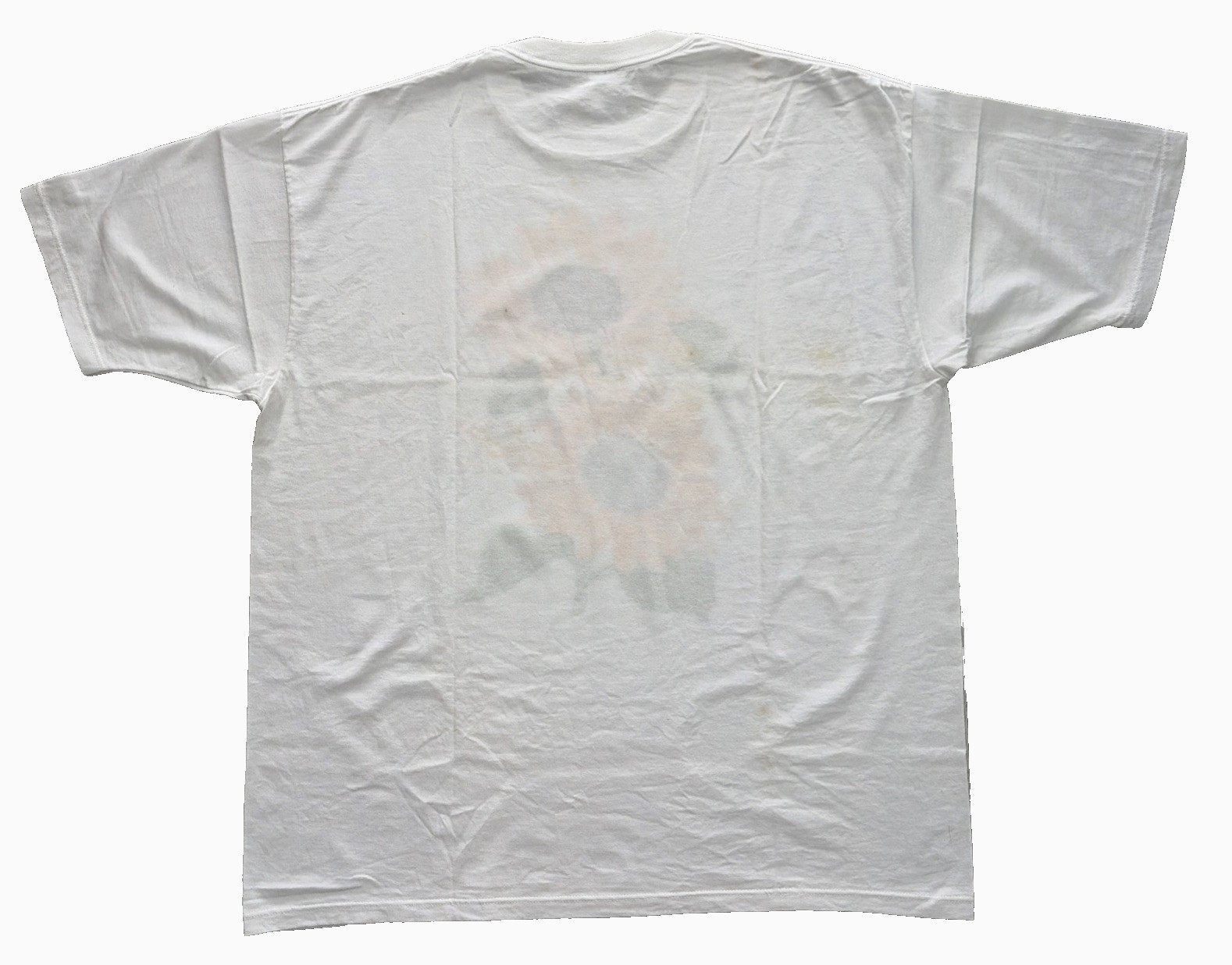 Vtg Jerzees Sunflower T Shirt Grid Flower Hand Painted Graphic Sze XL Yellow