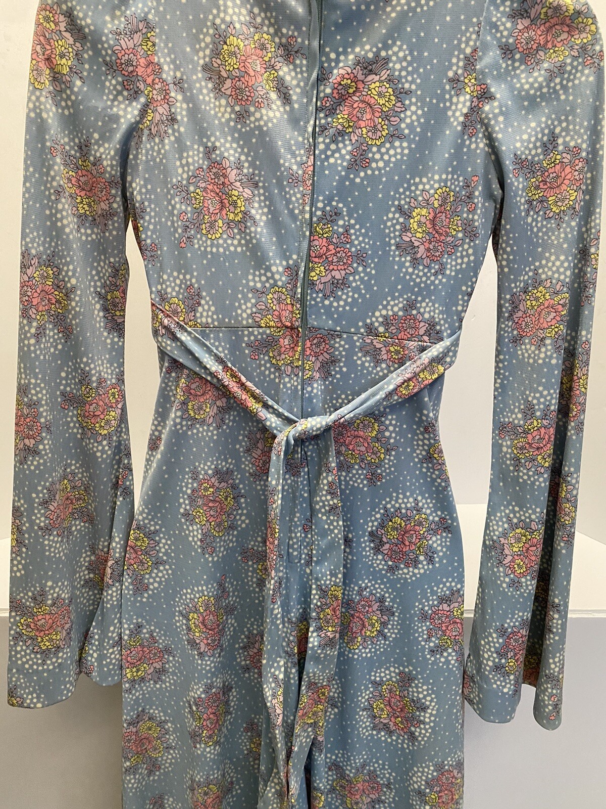 Vintage Phase II 70s Floral Maxi Dress Retro Hippy Boho Ruffled Empire Waist Sm