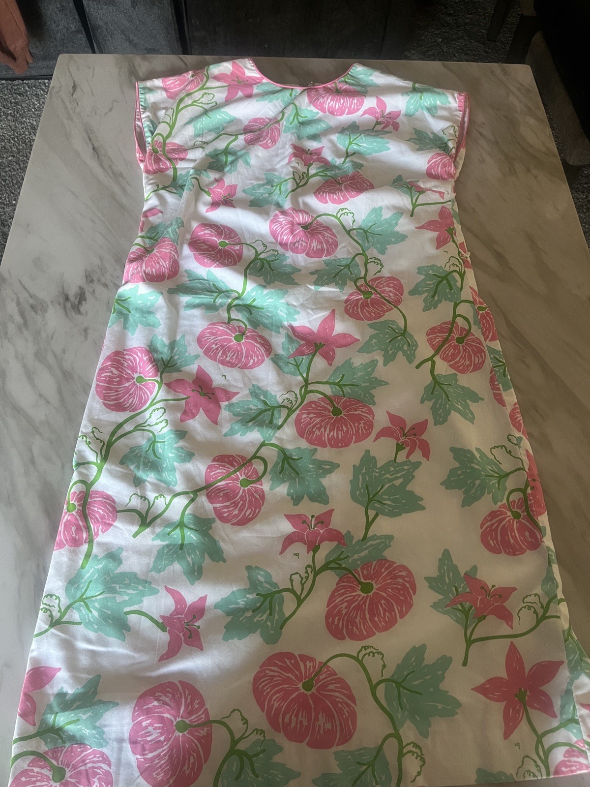 The Vest Gentress Sz 16 Dress Hand Screen Print Floral Pink No Belt Sleeveless
