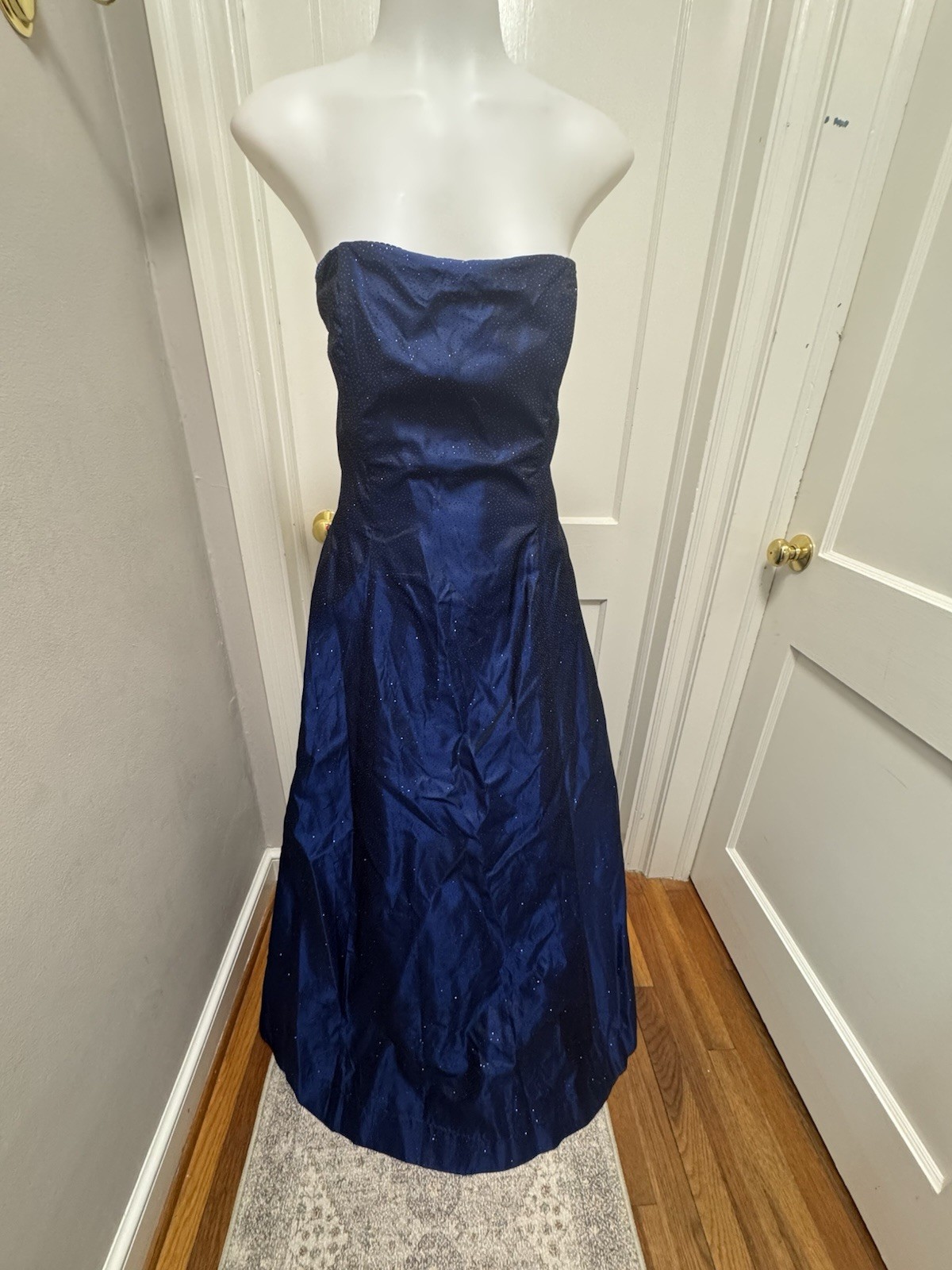 VTG Scott McClintock Blue Sparkle Strapless Gown Dress 12 Midnight Navy Prom