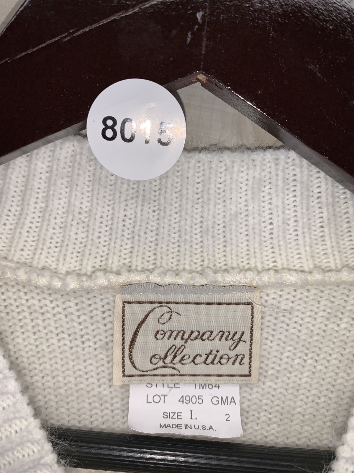Vintage 1980-90s Company Collection Womens Ivory Knit Grandma Style Sweater -L-