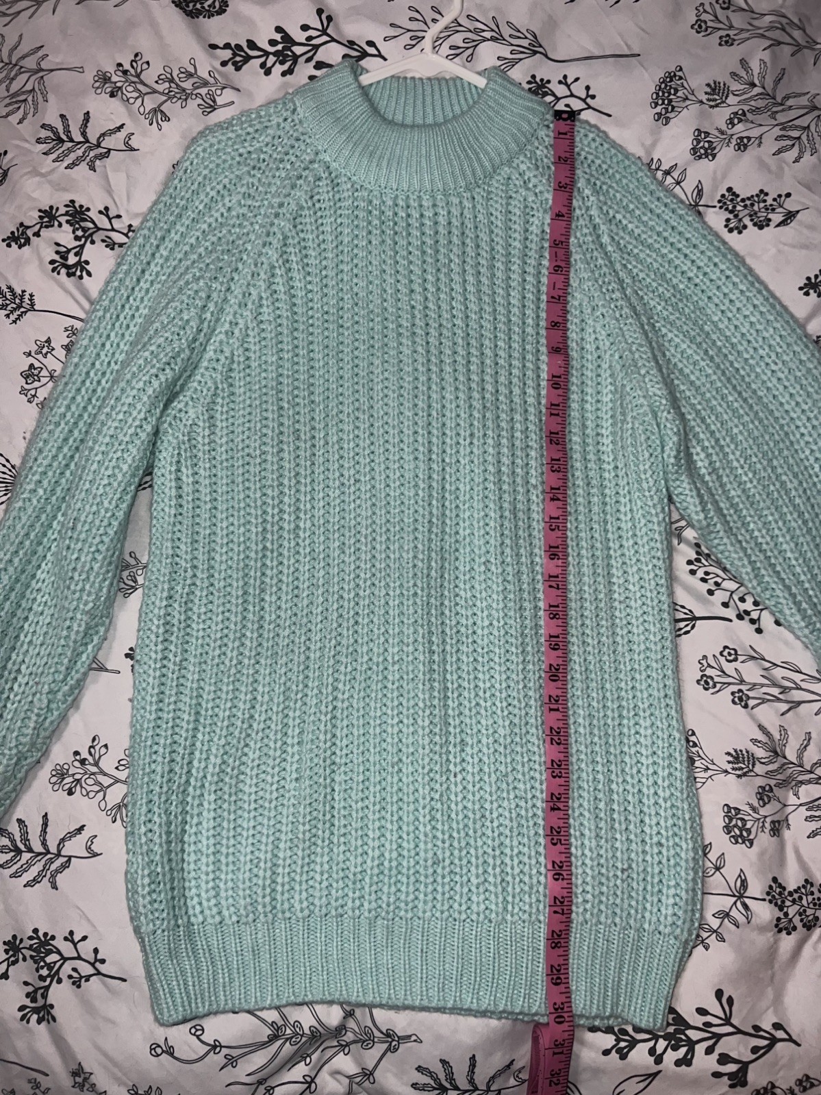 Vintage 90s CSL Mint Mock Neck Chunky Knit Sweater Made in Hong Kong M