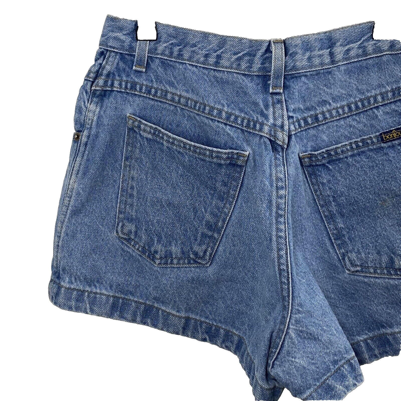 Vintage Bonjour Womens Denim Mom Jean Shorts Juniors 13 Distressed Blue Hi Rise