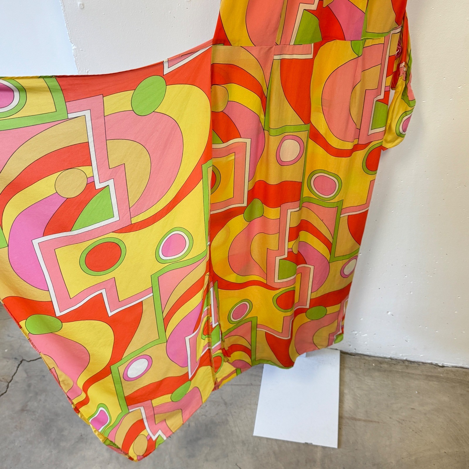 Vintage Spenser Jeremy 100% Silk Halter Maxi Dress Size 12 Geometric Faux Wrap