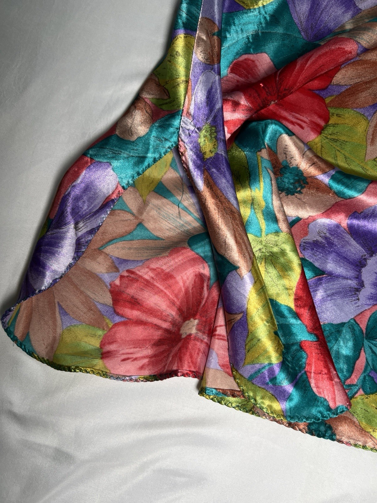 Vintage 90s Floral Satin Nightgown Y2K Cami