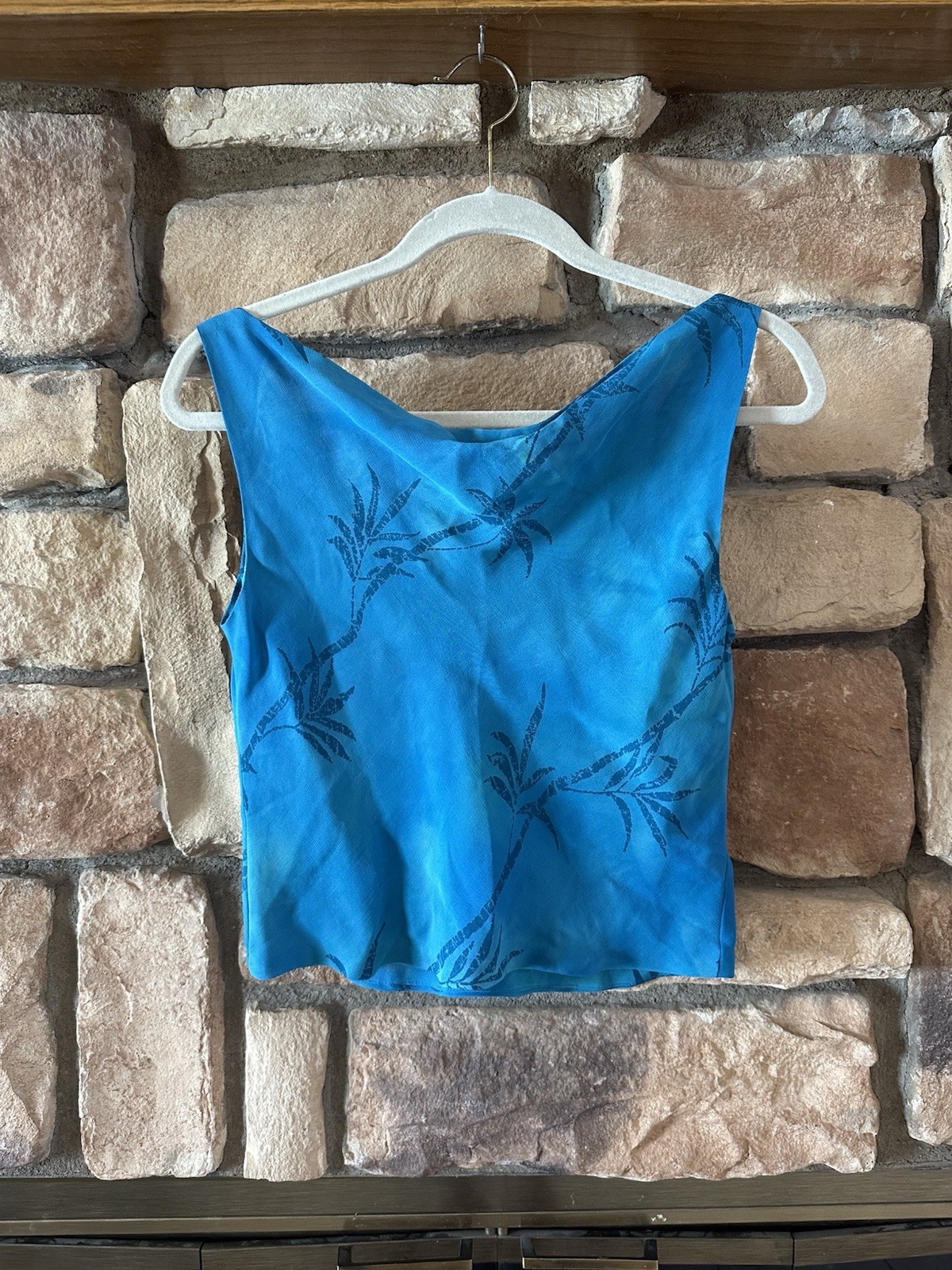VTG Caché 80s/90s 2pc Set Blue Hawaiian Beach Skirt & Top Sz 4 Womens Rayon Y2K