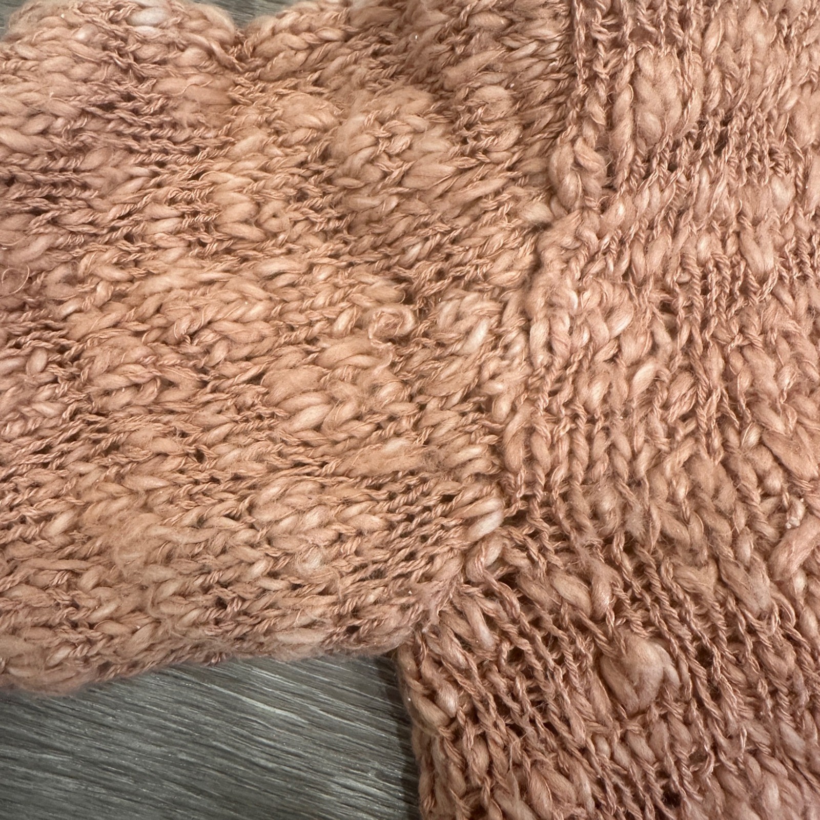 VTG 90s Liz Claiborne Coral Pink Chunky Knit Cardigan SCOTTIE DOG Buttons Small