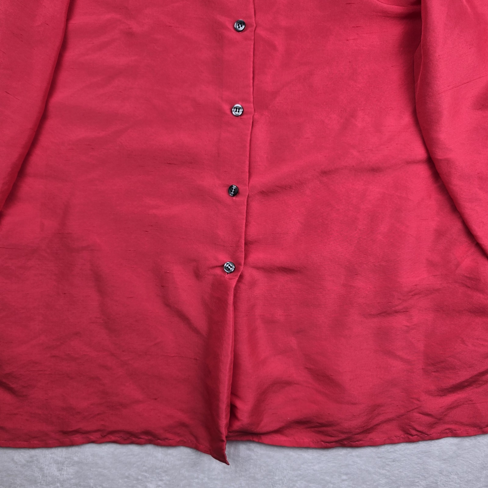 Vintage Joan Leslie Silk Blouse 14 Pink Fuchsia Long Sleeve Button-up Grannycore