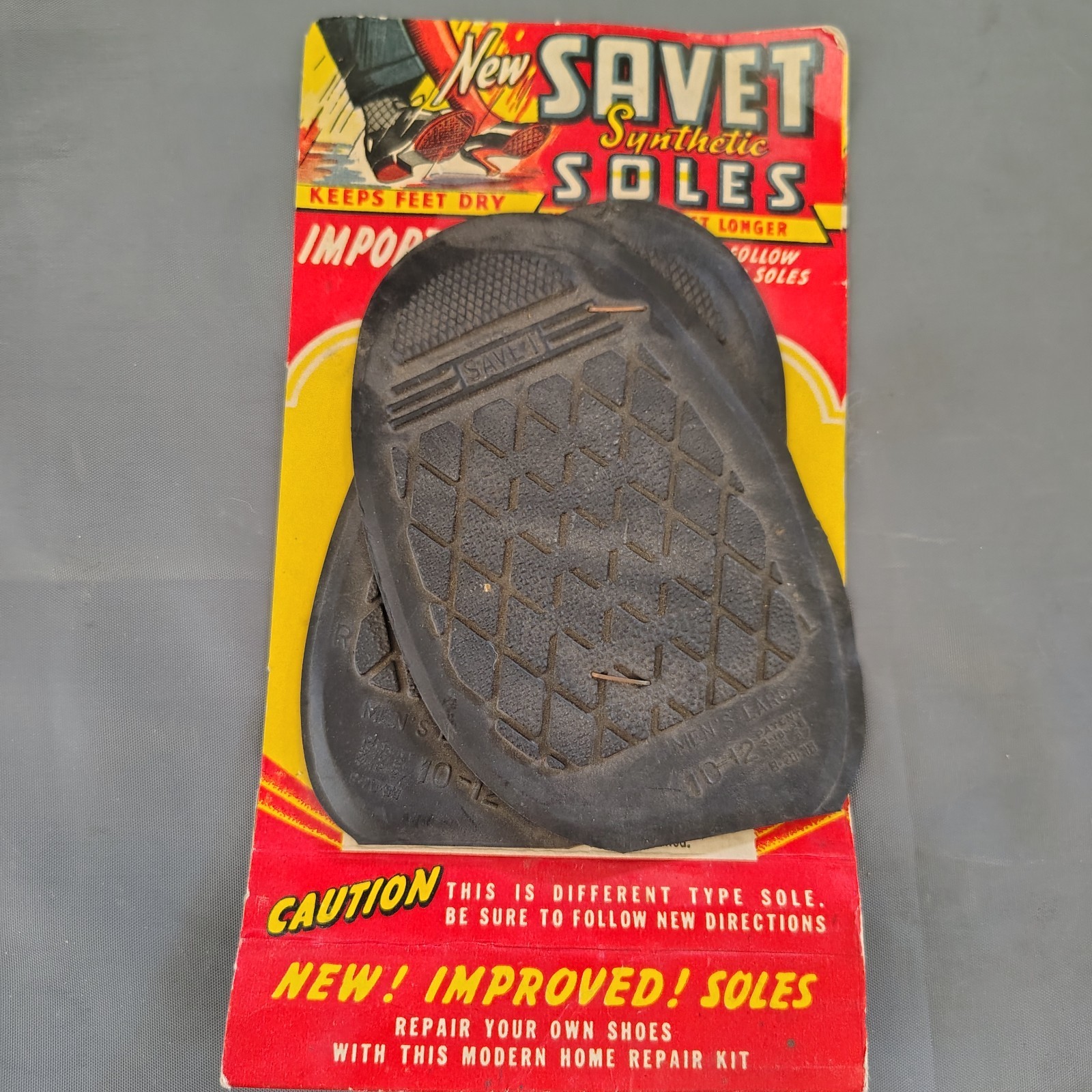 VINTAGE NOS SAVET Synthetic Soles SHOE REPAIR KIT MCM Beautiful Advertising