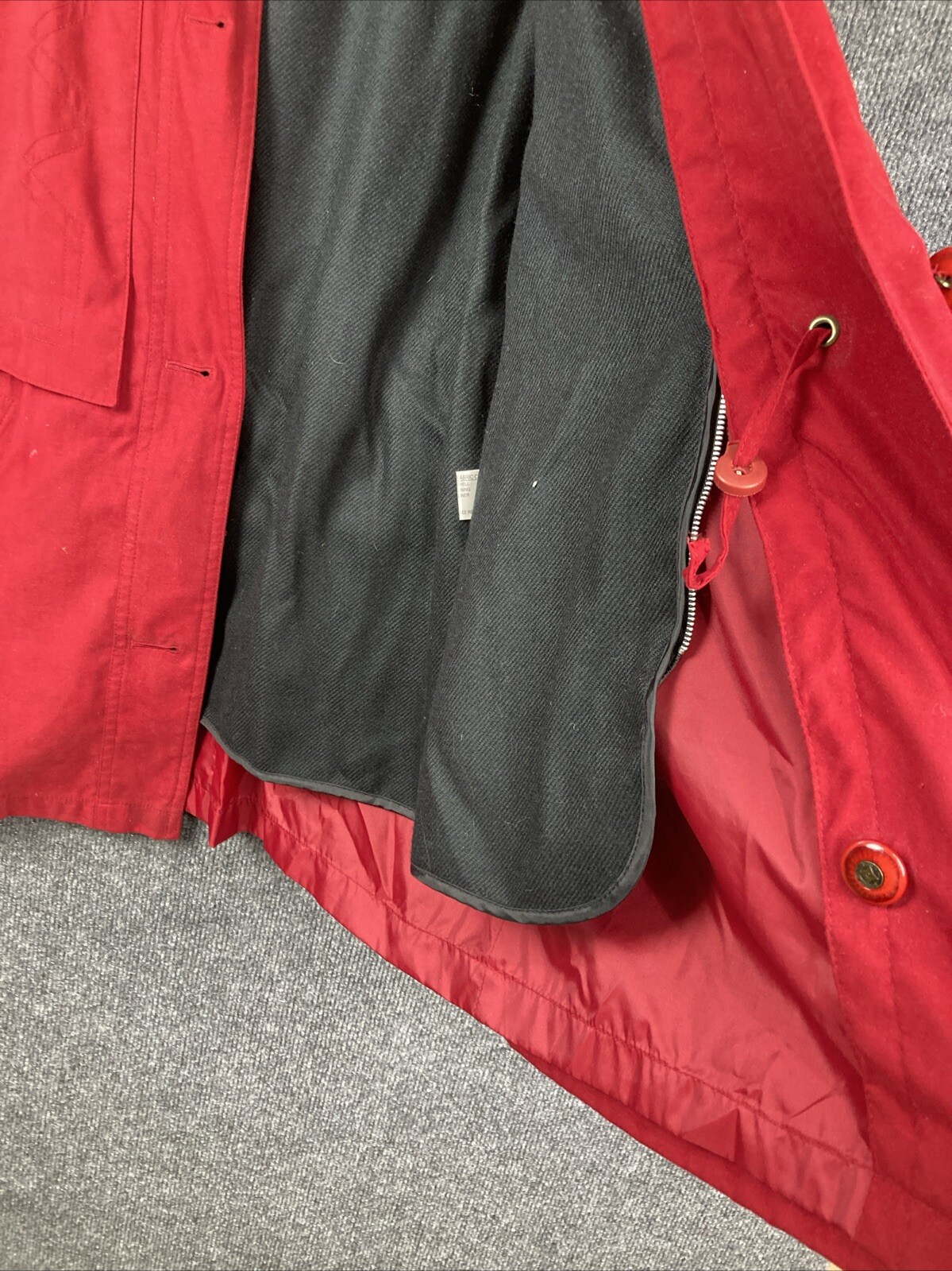 Vintage Gallery Women Size Small Red Mid Length Shoulder Pads Button Coat Jacket