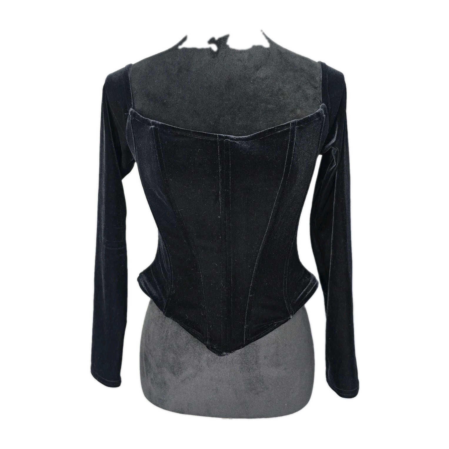 Jessica McClintock Velvet VTG Long Sleeve Bone Corset 8 Whimsigoth Witchy Gypsy