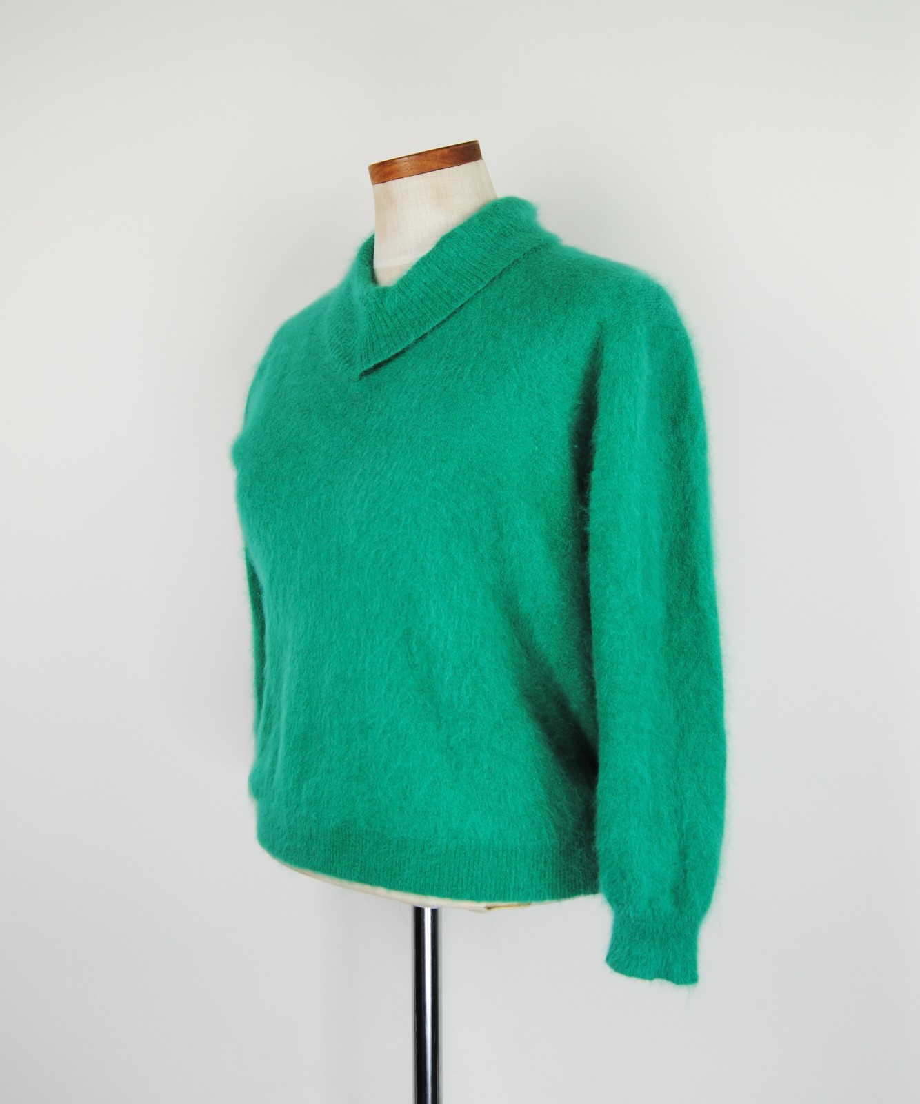 RARE 1950s 1960s Vintage Pandora Turquoise Green-Blue Fuzzy Angora Sweater – Md