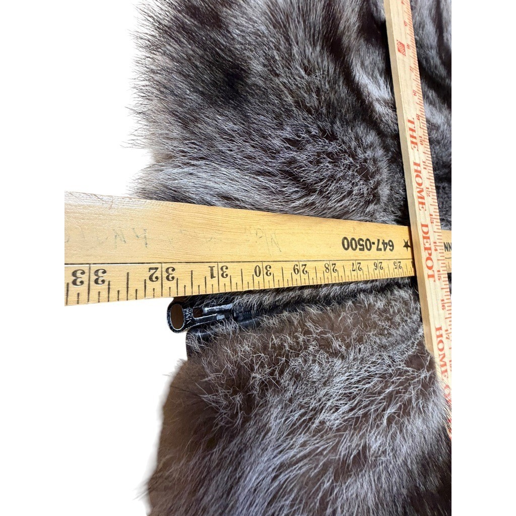„Dittrich Furs” Real Fur Coat Cropped Batwing Zip Up Brown Grey Silver Fox NO SZ