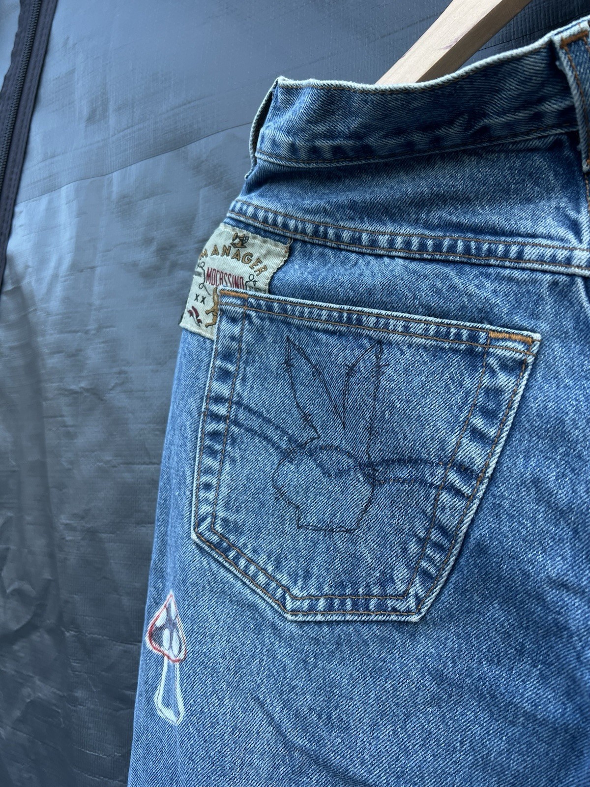 Custom embroidered upcycled custom Womens jeans 1 of a kind 27 Manager Vintage