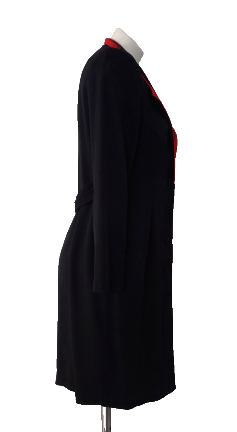 NWOT Vintage 80-90s S.L. Fashions Black Red Big Suit Collar Dress, Petites 12