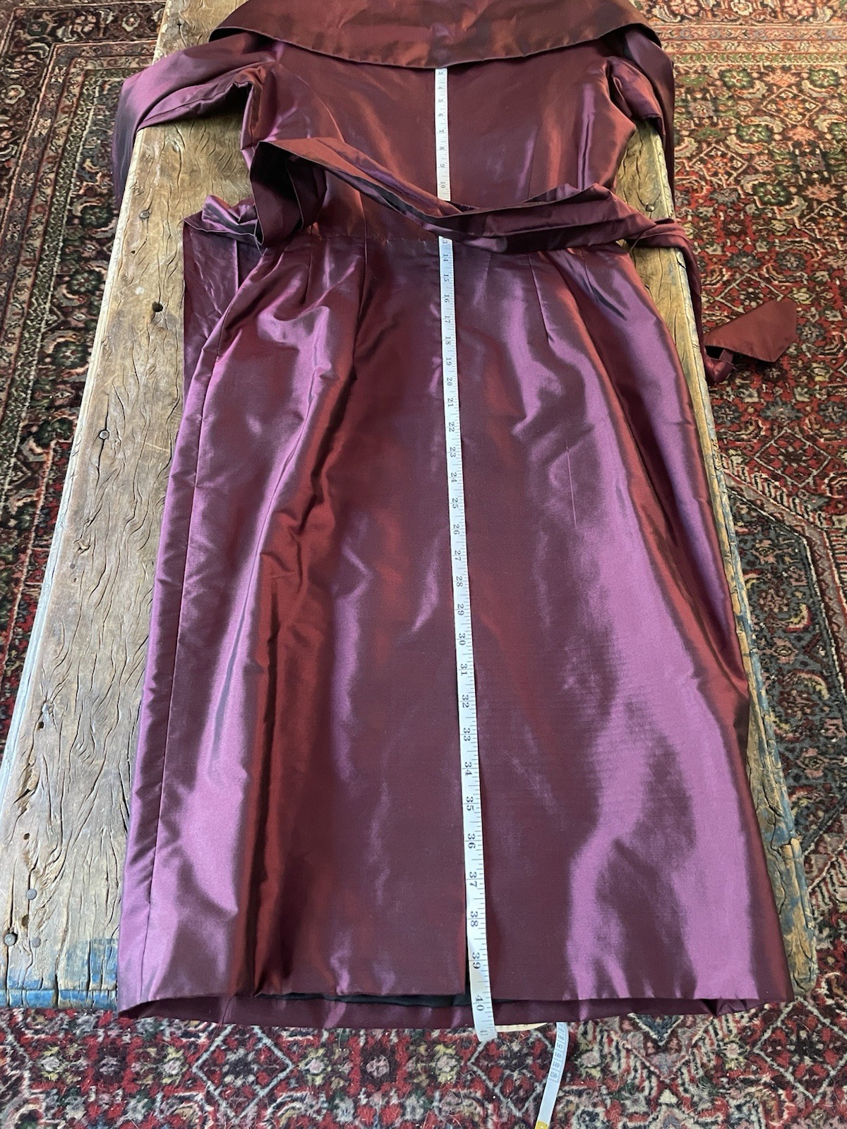 Vtg 1990s Catherine Regehr Dress Burgundy Silk Taffeta Evening Formal Dress Sz S