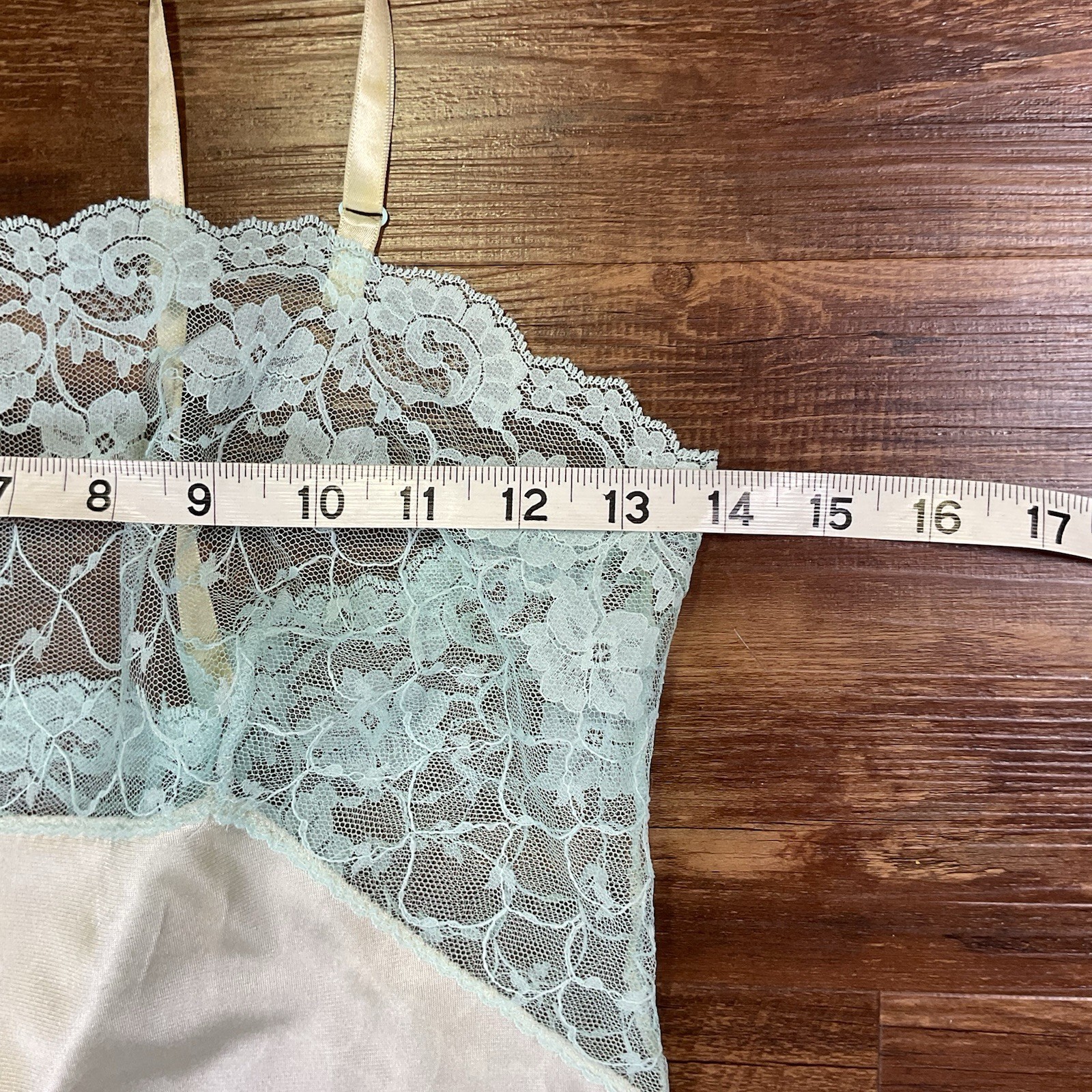 Vintage Ashley Taylor Camisole Light Aqua Green Nylon Lace Delicate Womens S USA