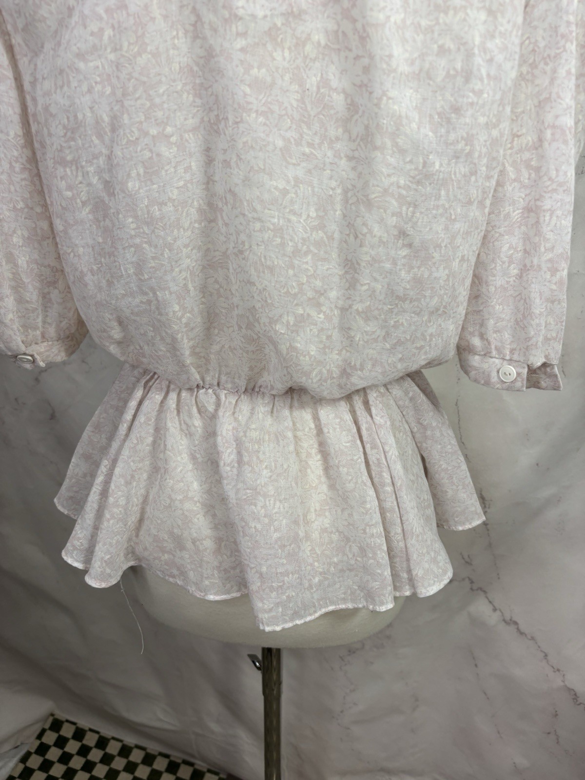 Vtg 70s Blouse Peplum Top Victorian revival Surplice Sailor Collar Cottagecore M