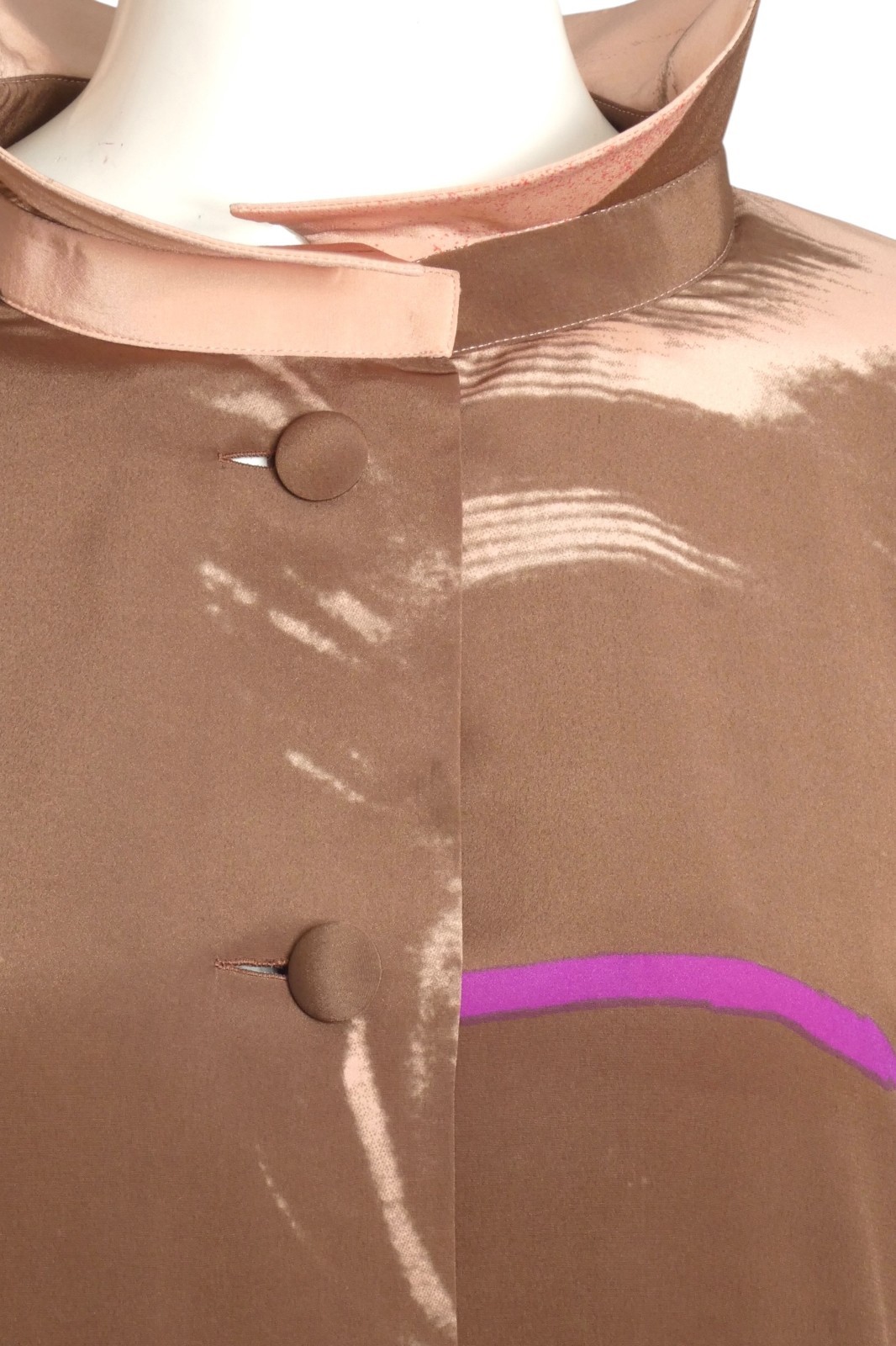 PIERRE CARDIN – 1970s Multi Color Brown Silk Blouse, Size 6