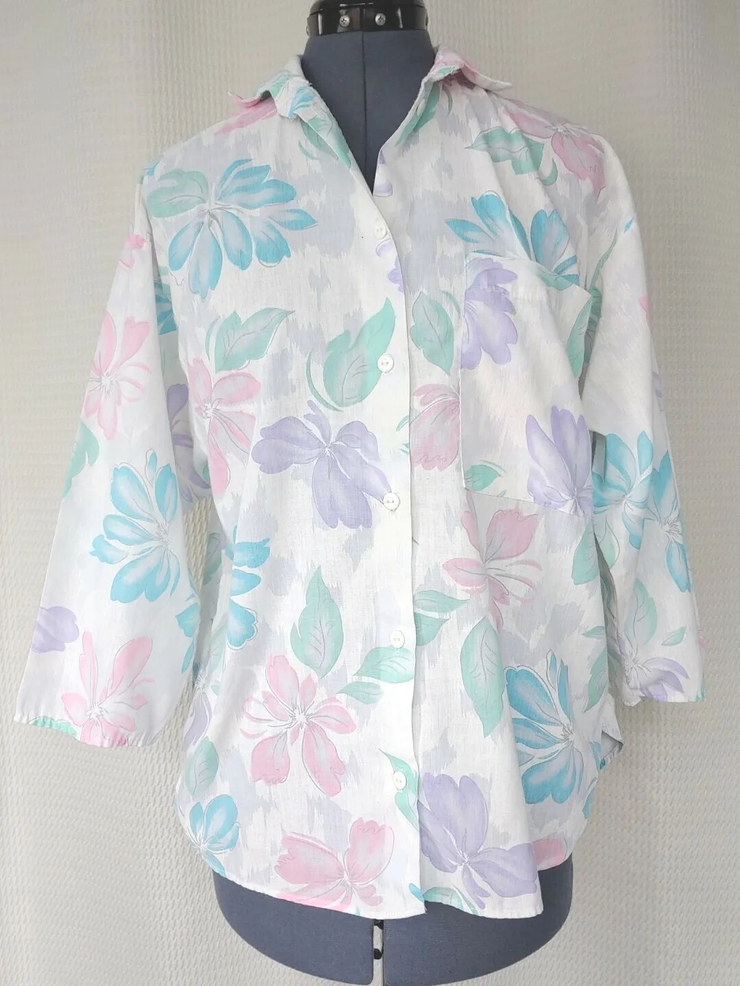 Vintage Ardmore Pastel Floral Button Down Shirt Size Medium