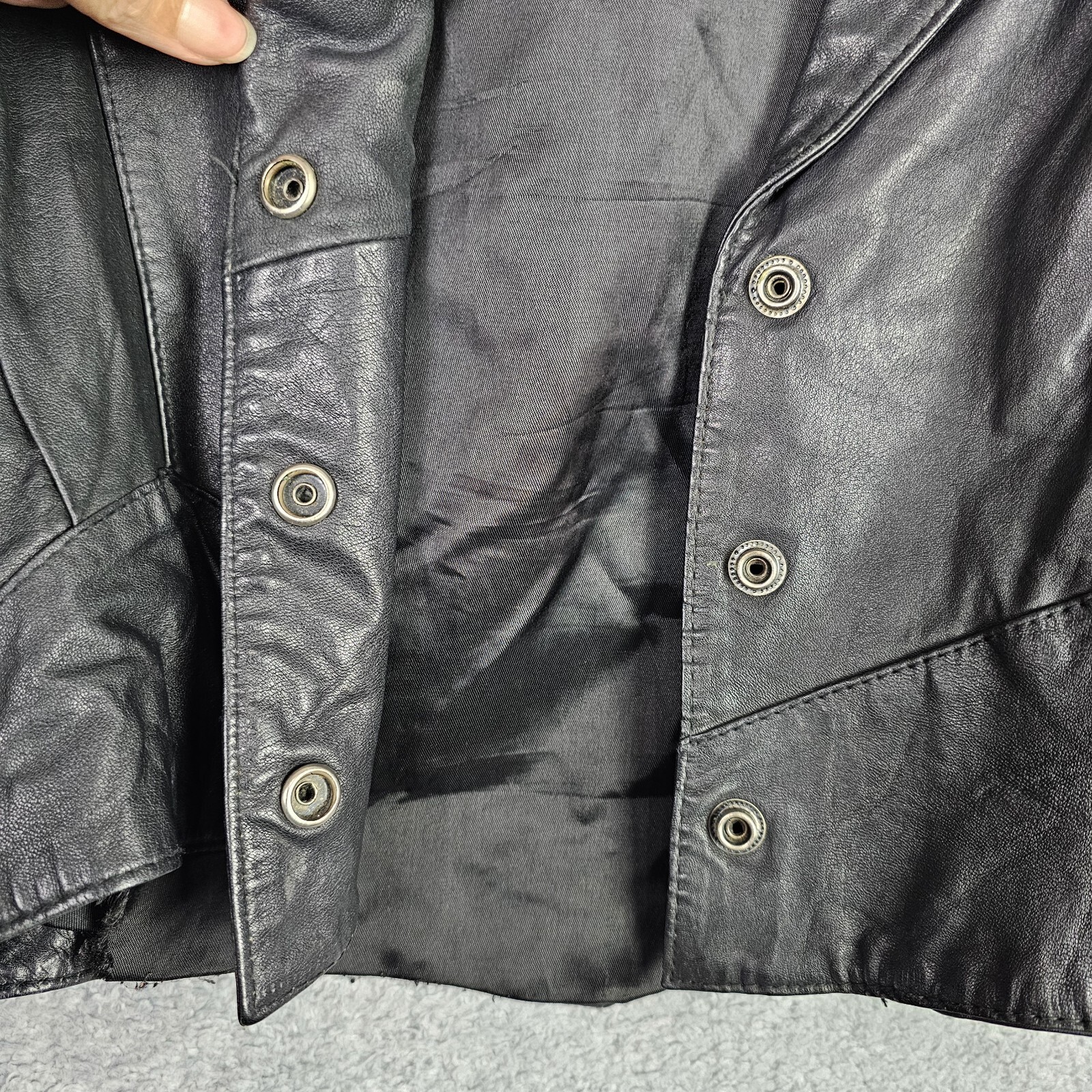 Vtg Wilsons Womens Leather Crop Jacket L Black Moto Biker Gothic Punk