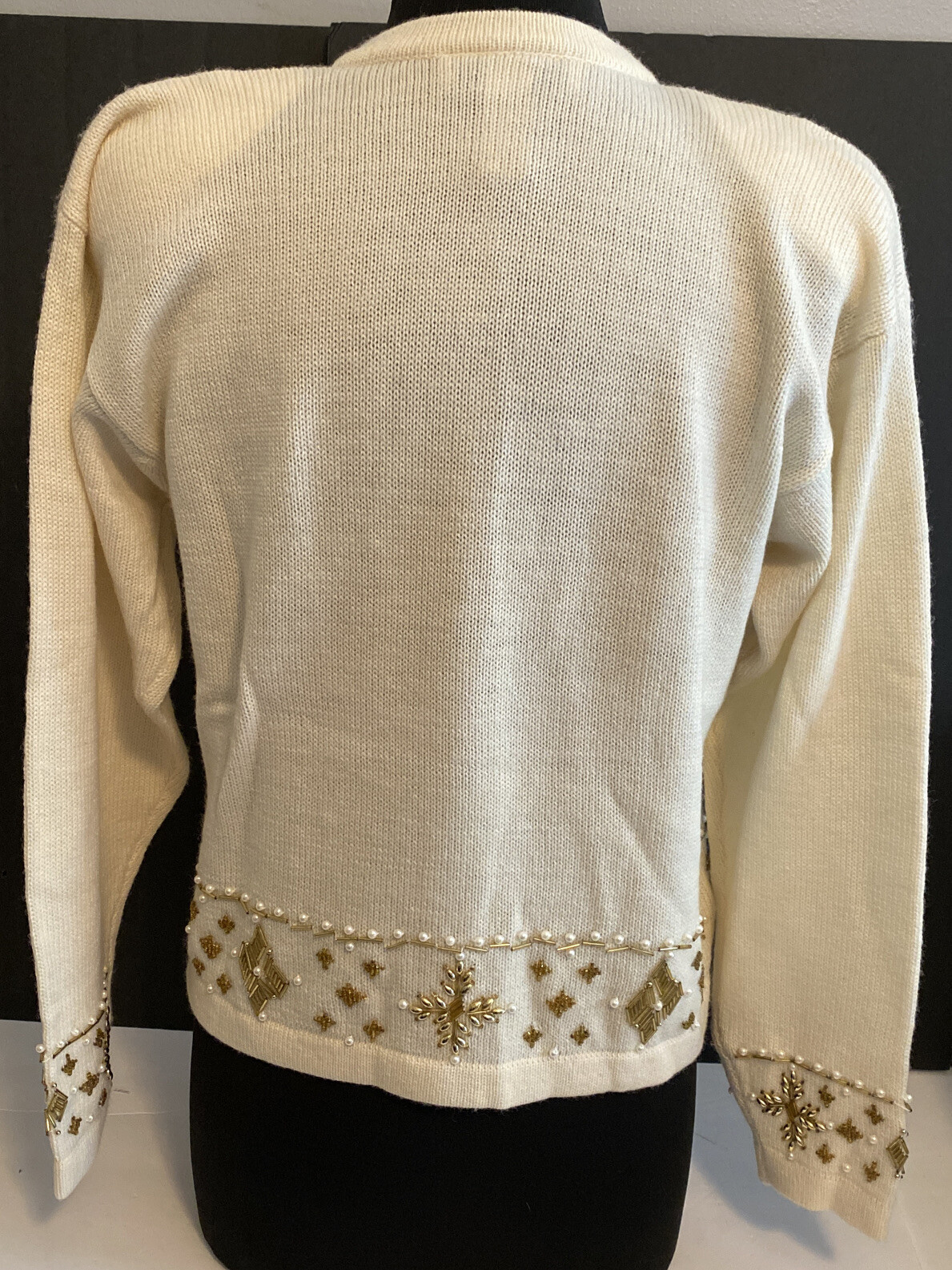 Vintage Robert Scott LTD Acrylic Lambswool Hand Beaded Cardigan Sweater Small