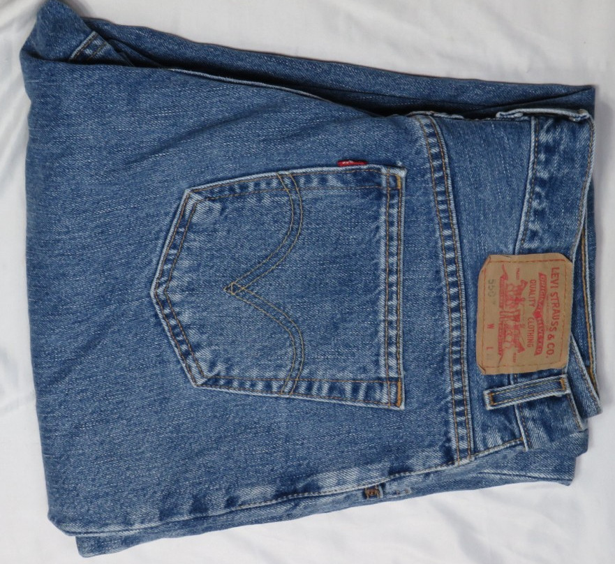 LEVIS BLUE JEAN WOMENS 550 16 MED (36×30) RELAXED TAPER COTTON DENIM VTG 2003