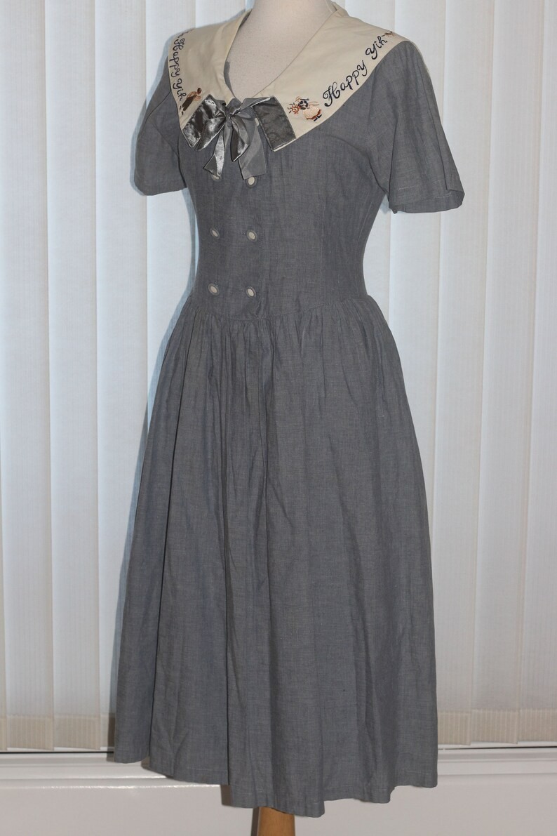 Vintage 80s 90s J-Fashion Kawaii Sailor Dress Little Girl Yih Lolita Blue White