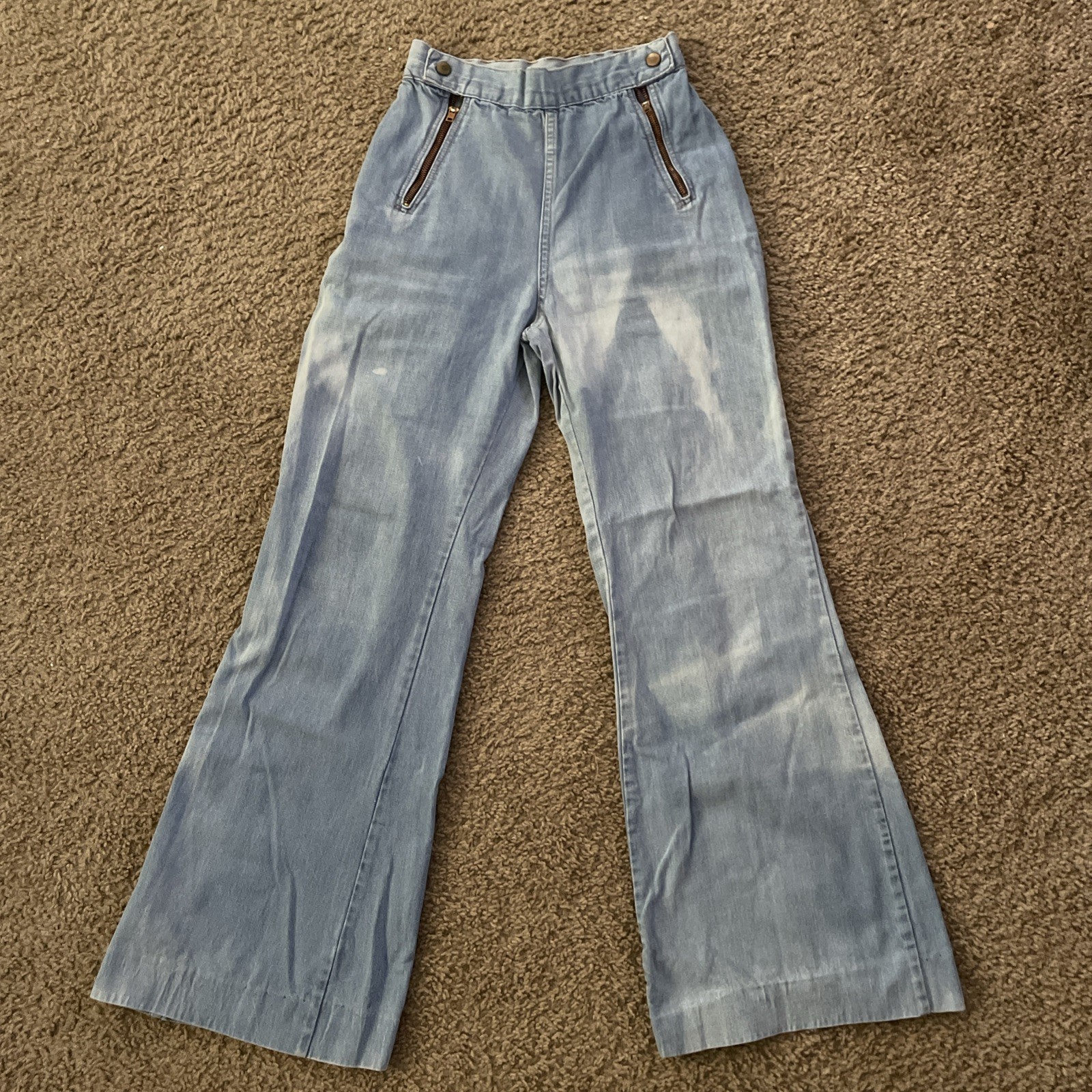 Vintage High Waisted Bell Bottoms Denim Jeans Rumble Seats by Wilkins Size 24×29