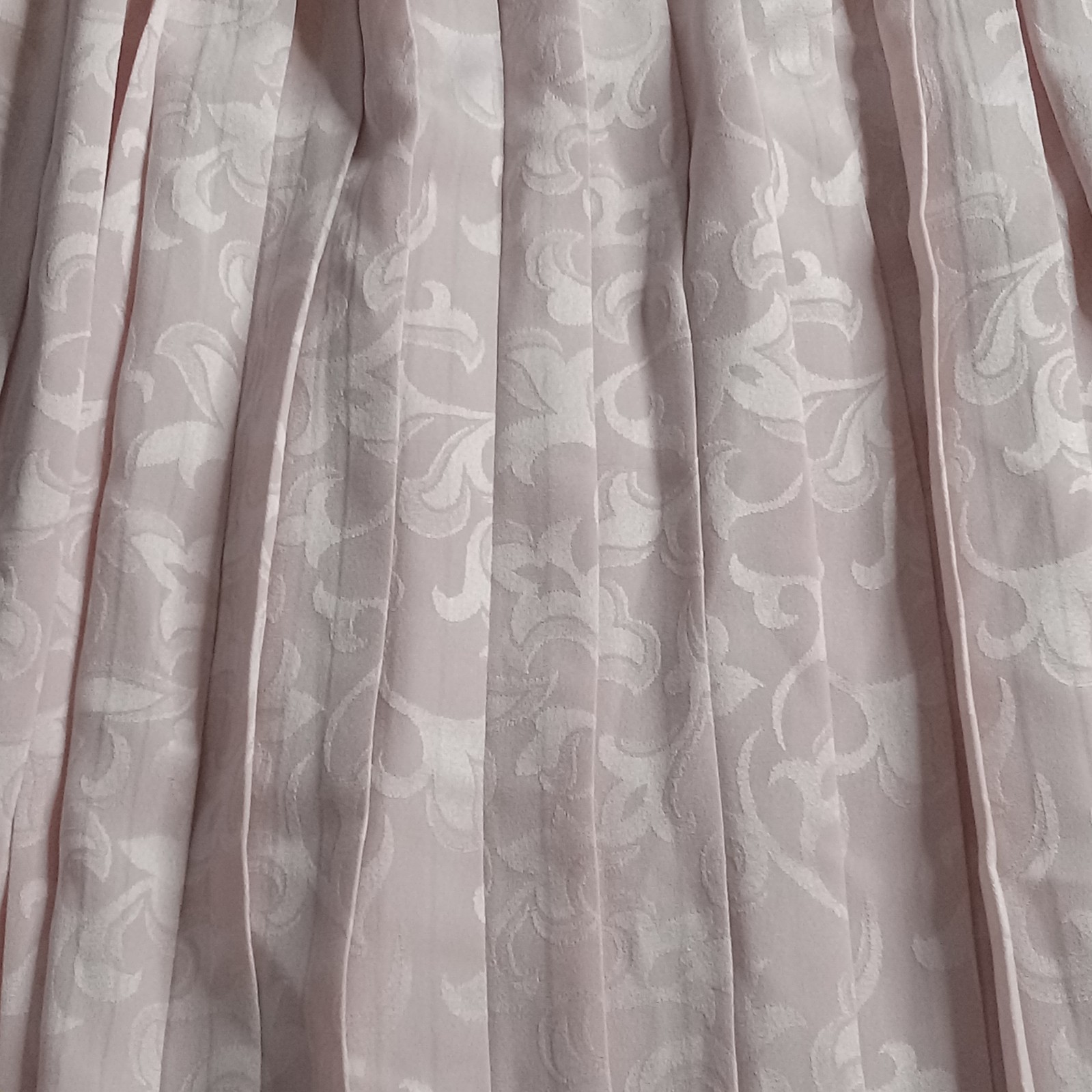 In The Mood MOB Dress 14 Pink Jacquard Belted Crocheted Pleated Vtg 80s EUC